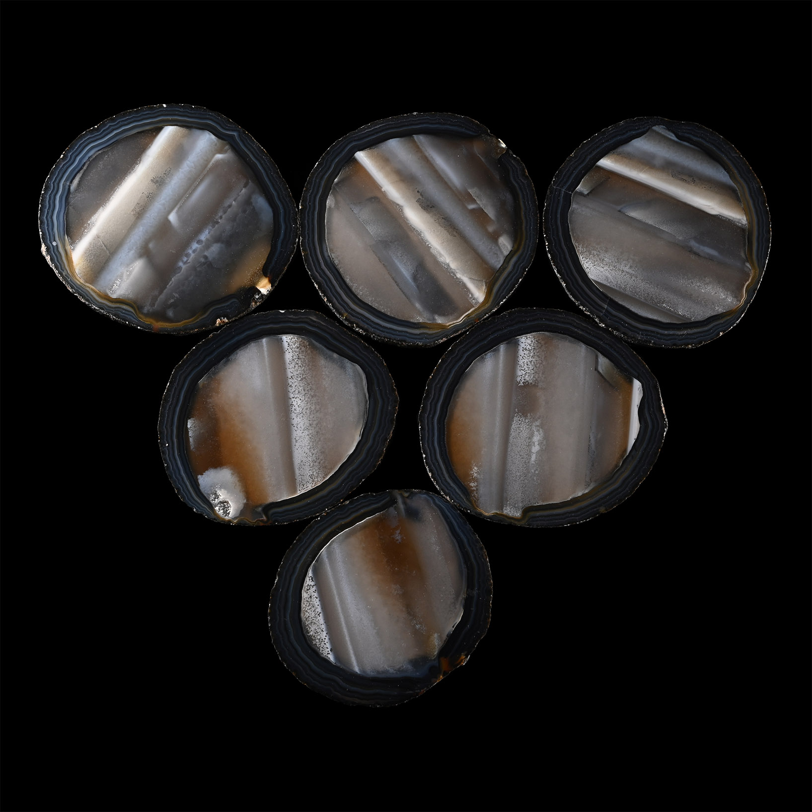 Cut and Polished Felt Backed Agate Coaster Set
