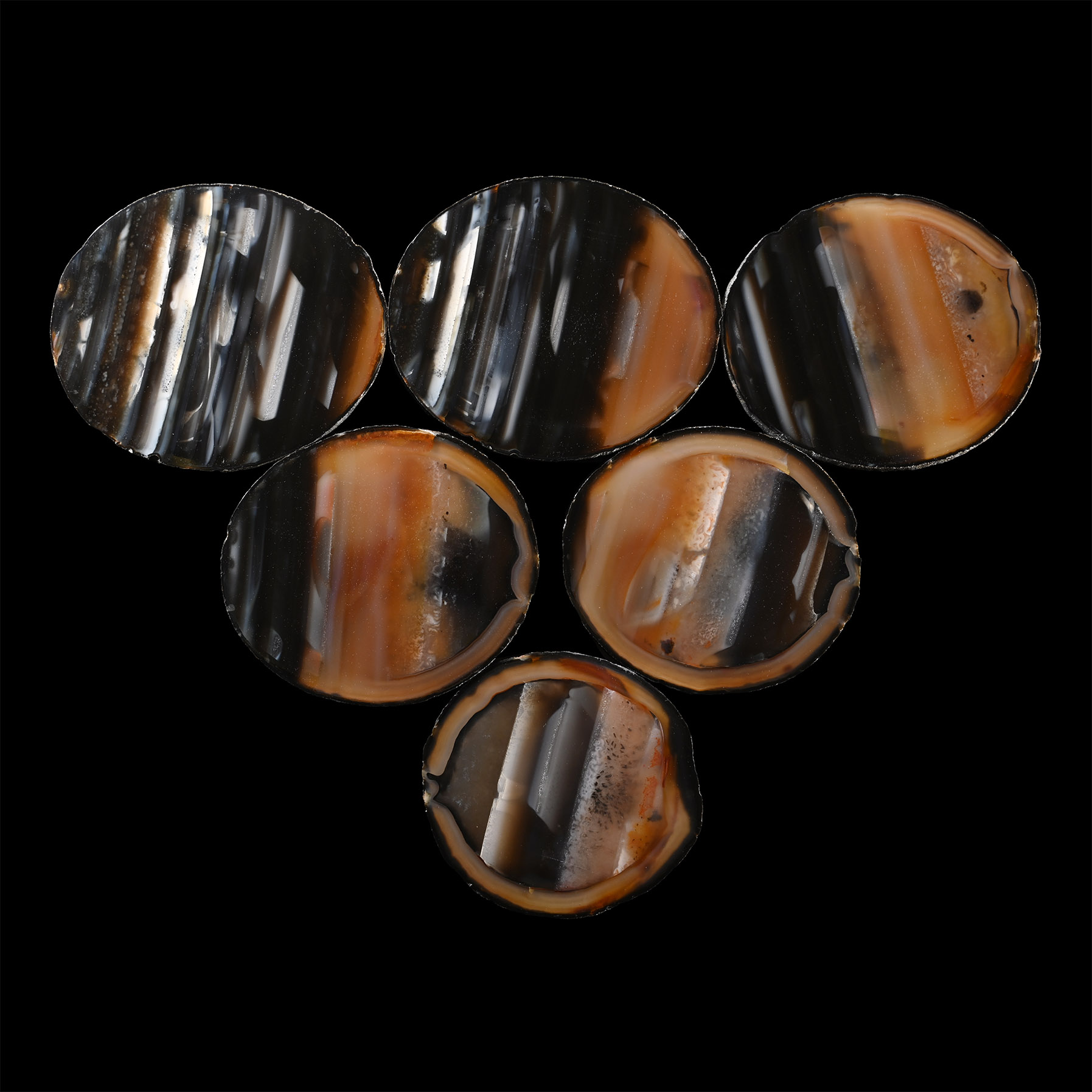 Cut and Polished Felt-Backed Agate Coaster Set