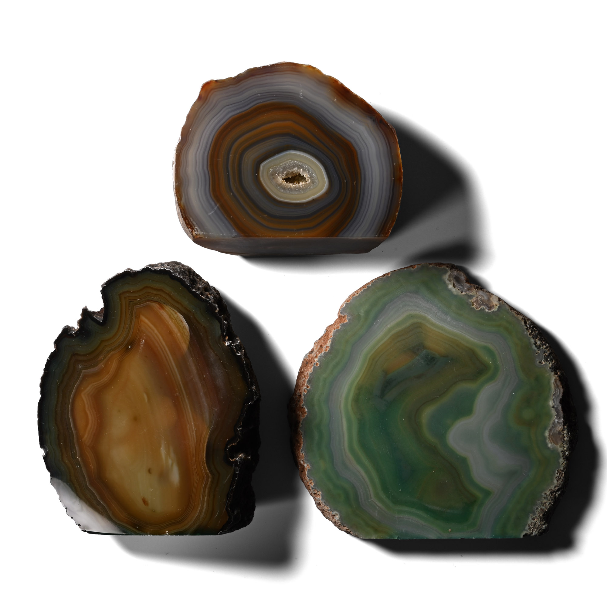 Large Cut and Polished Agate Geode End Group [3]