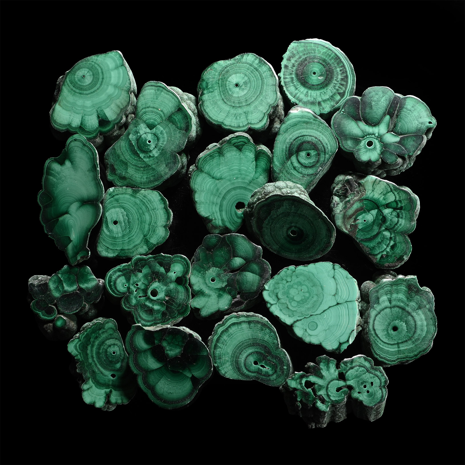 Cut & Polished Malachite Display Piece Group [20]