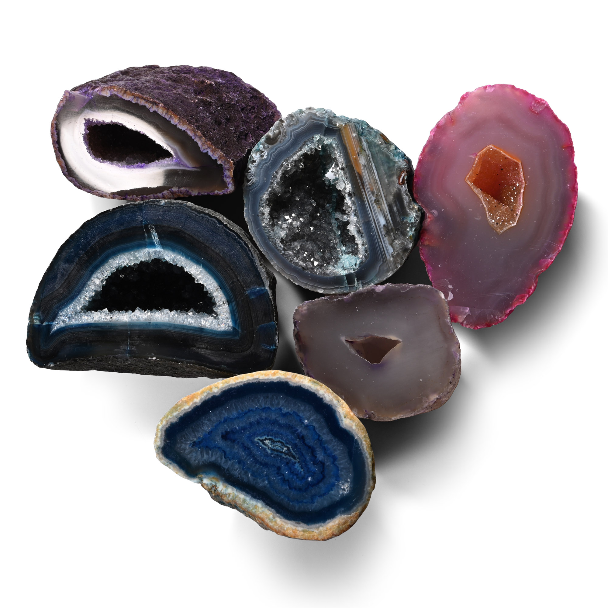 Cut and Polished Agate Geode Half Group [6]