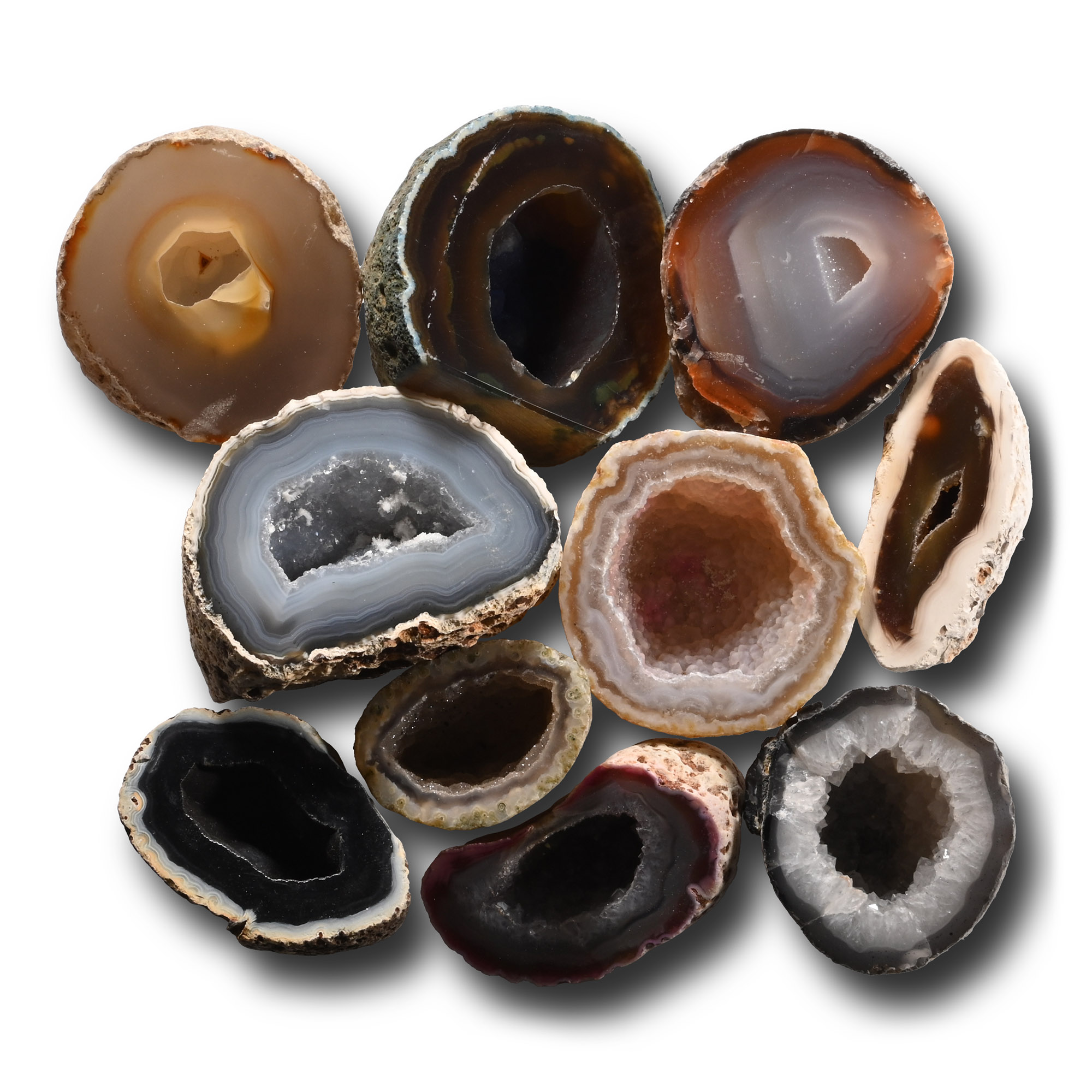 Cut and Polished Agate Crystal Geode Half Collection [10]