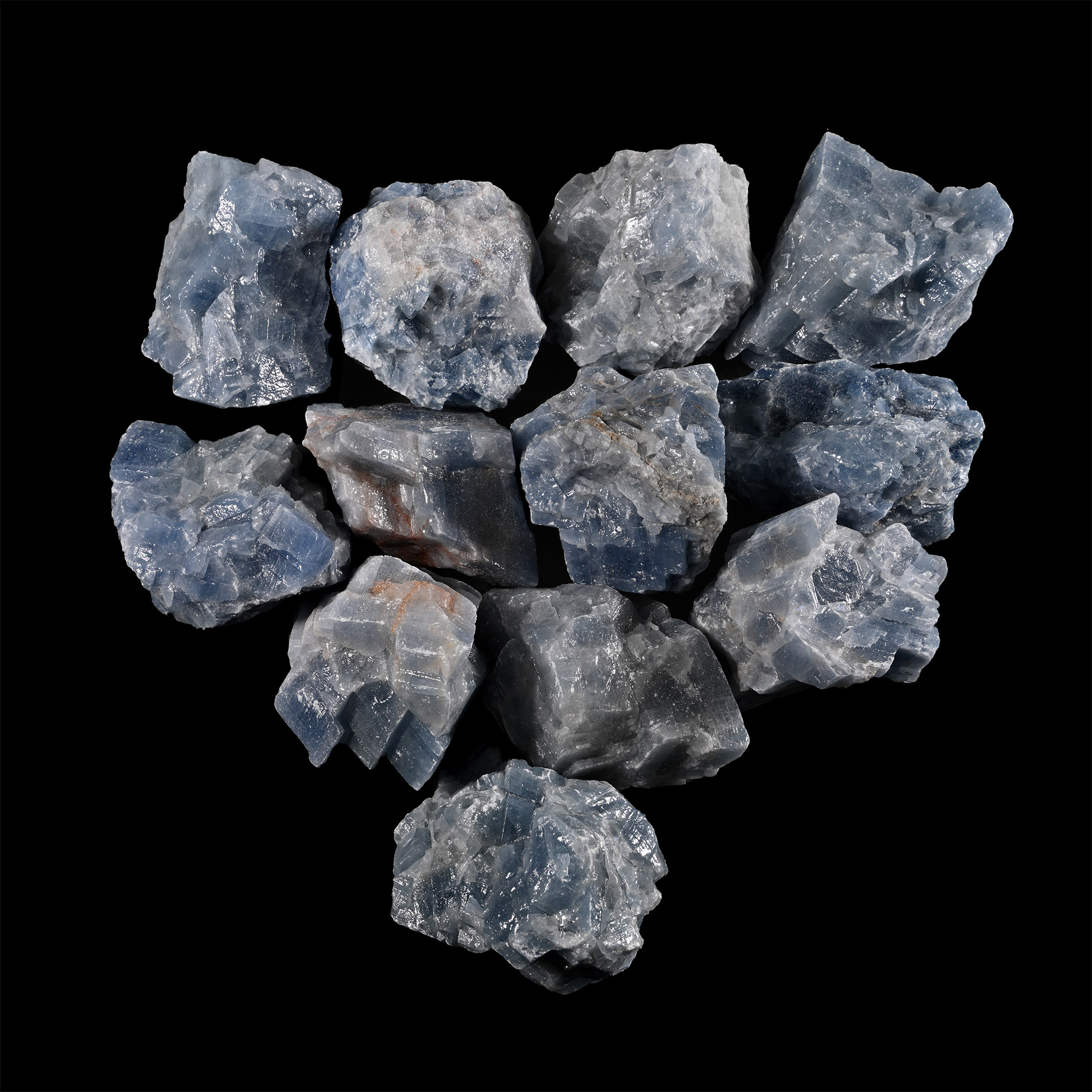 Large Blue Calcite Mineral Specimen Group [11]
