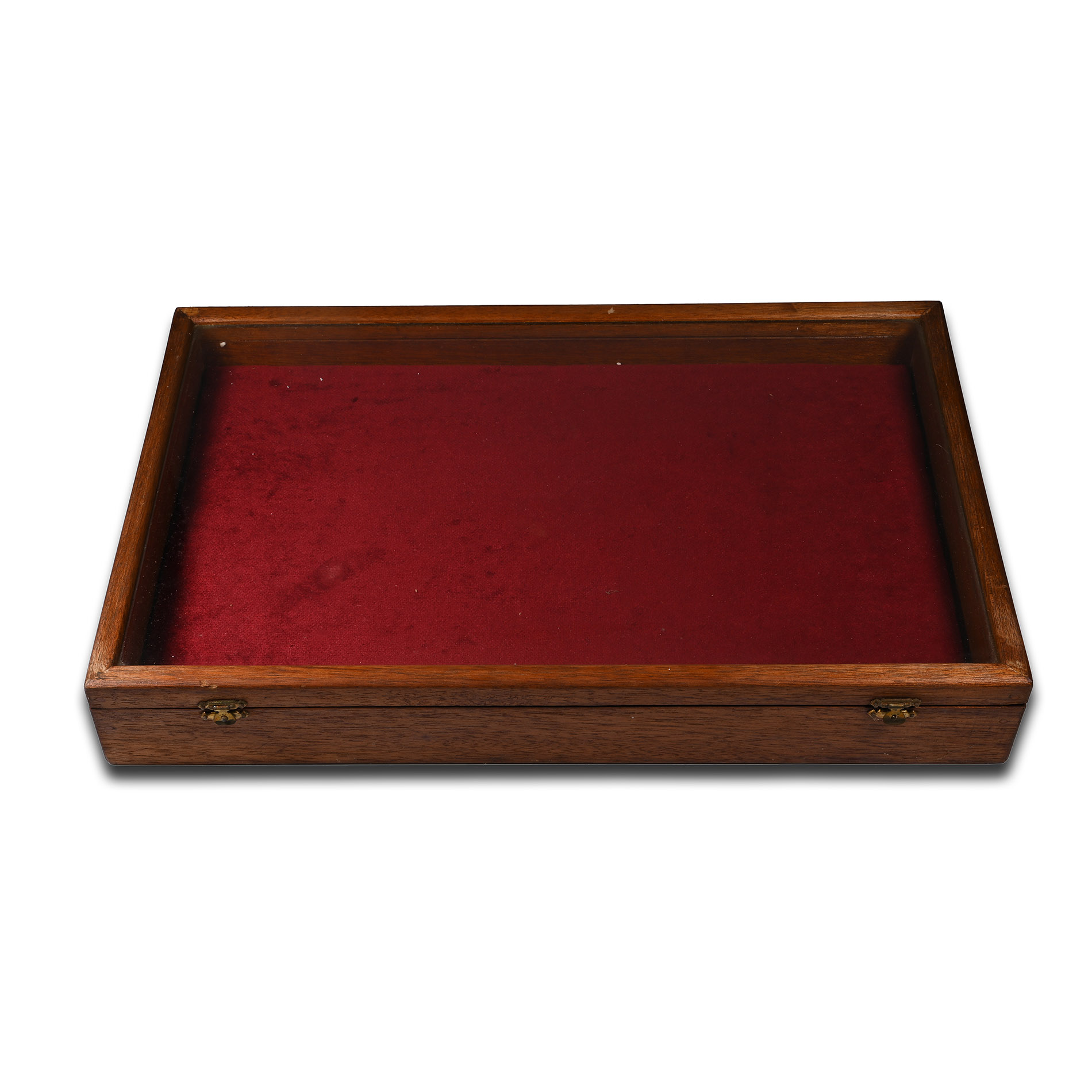 Vintage Velvet Lined Wooden Display Case