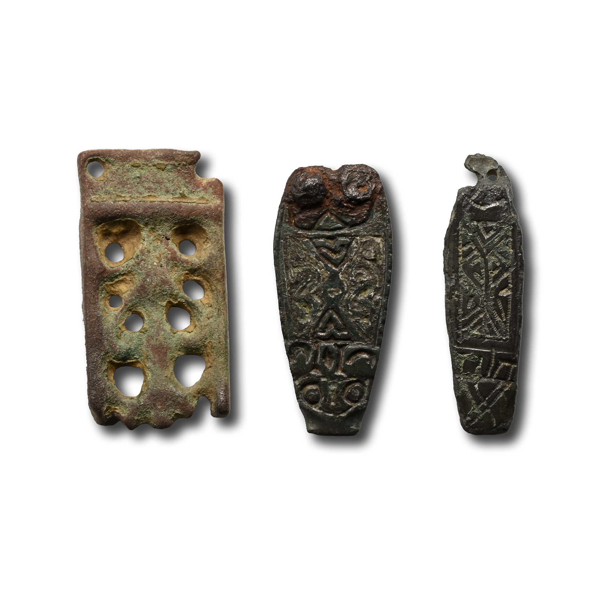 Anglo-Saxon Bronze Strap End Group