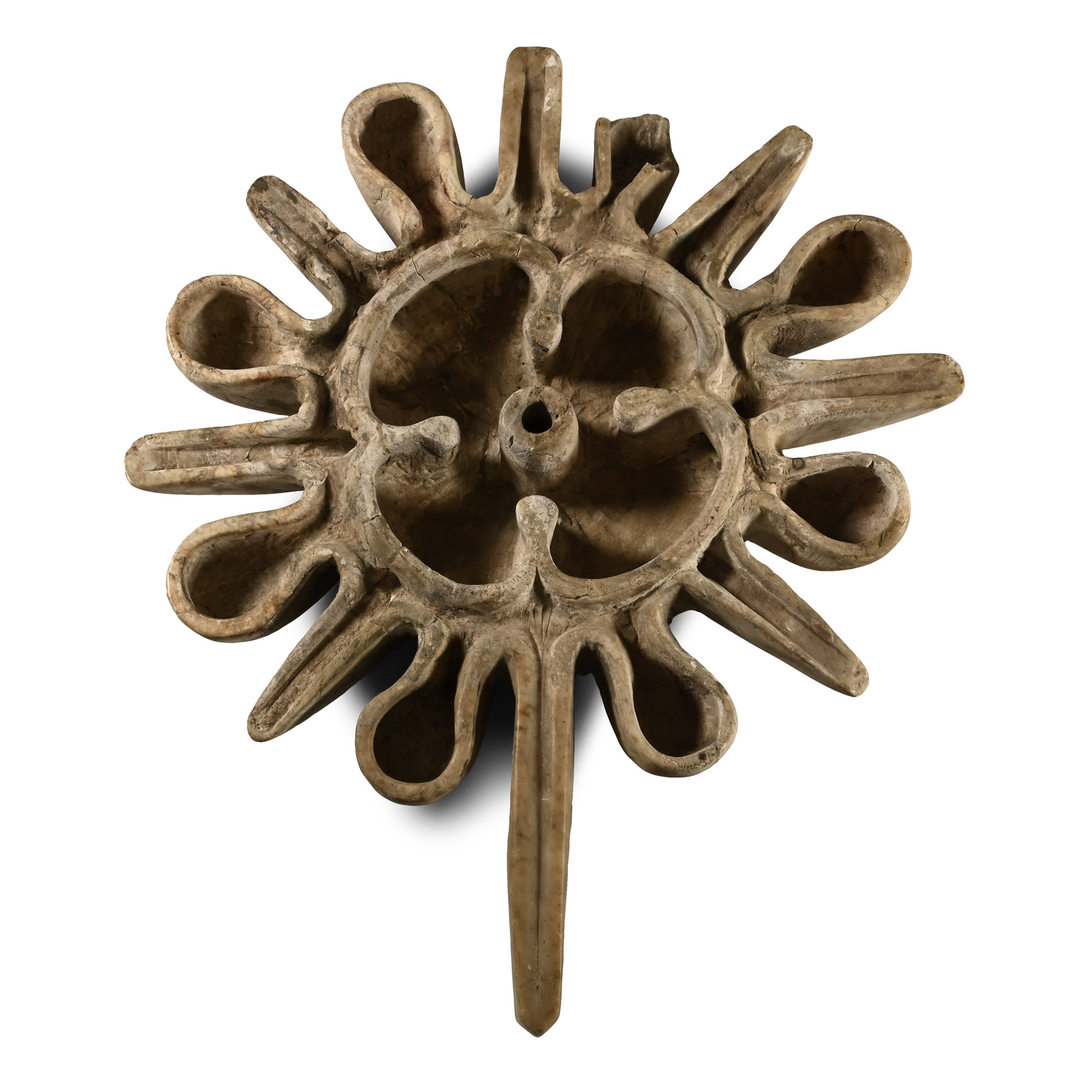 Jewish Stone Menorah Oil Lamp