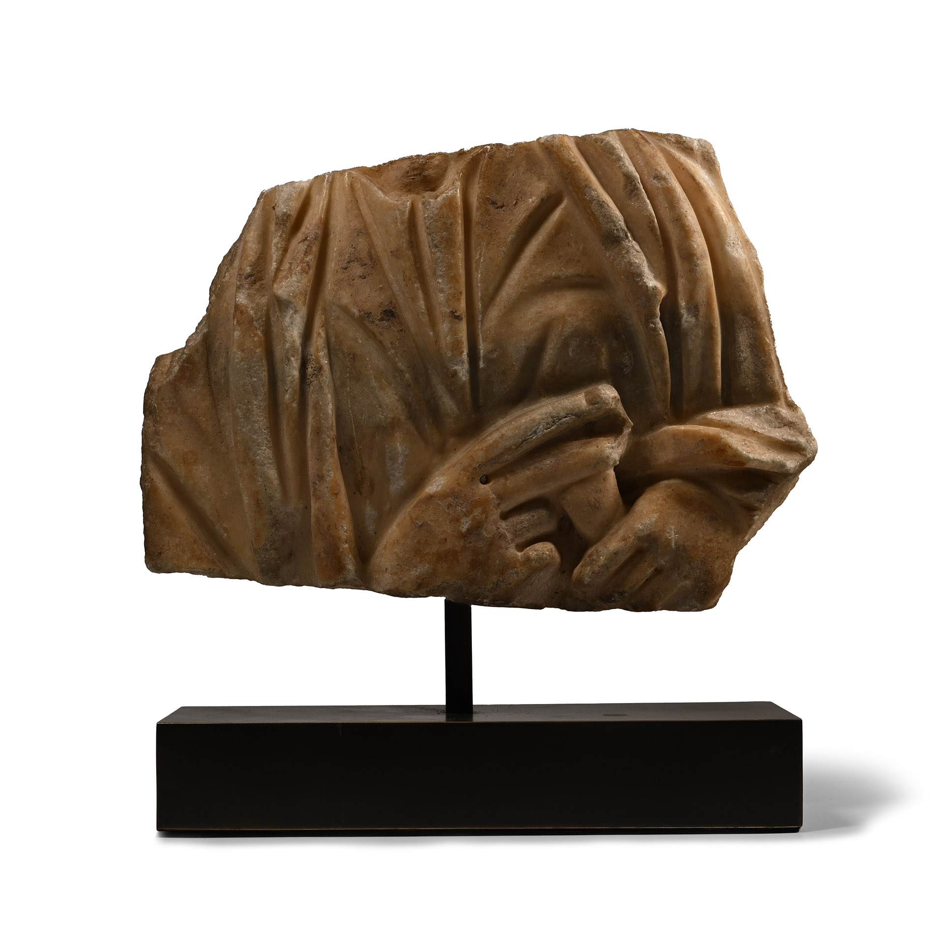Byzantine Stone Relief Section with Draped Figure