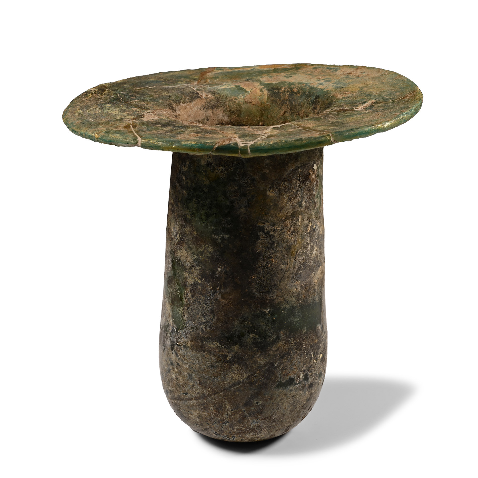 Large Roman Wide-Rimmed Glass Vessel