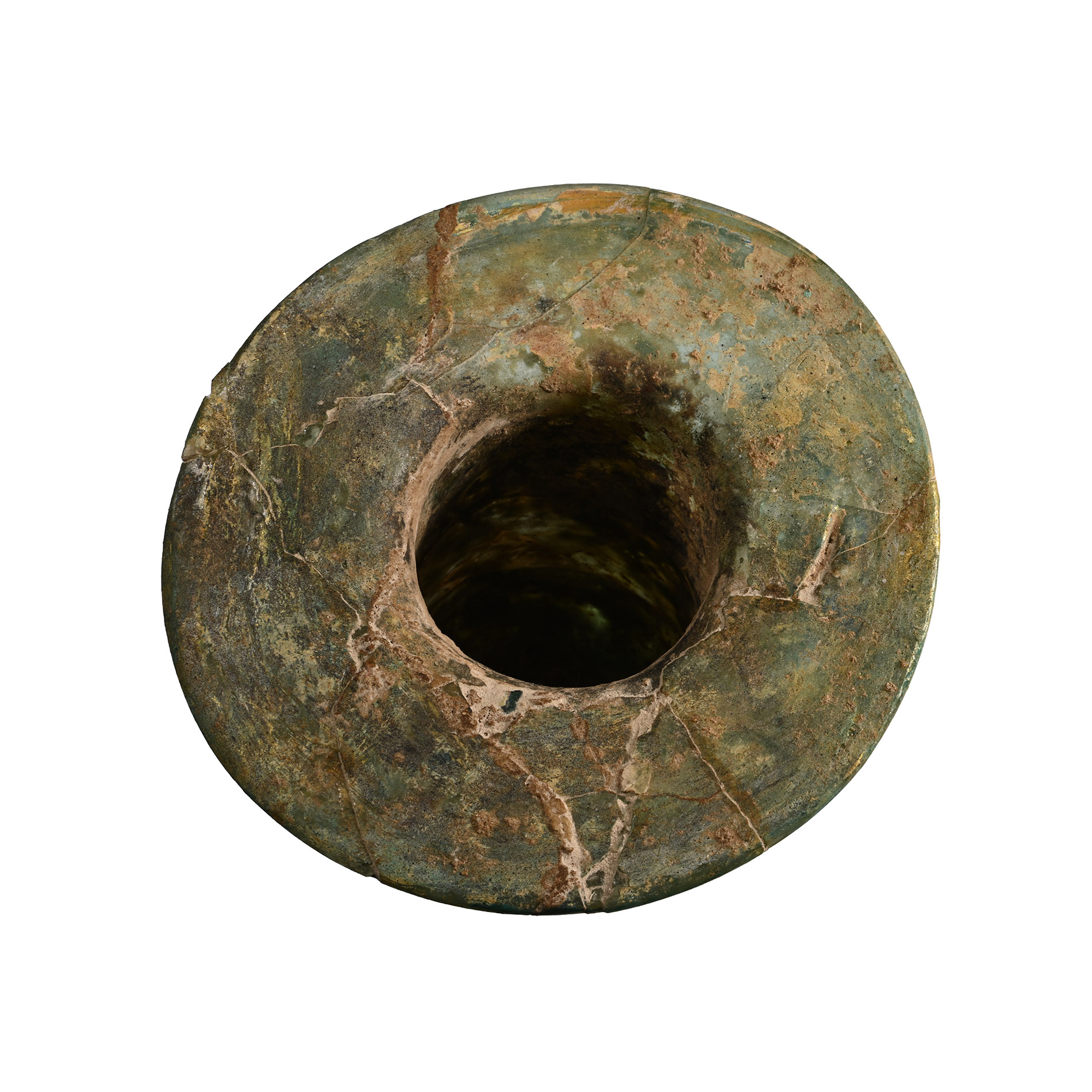 Large Roman Wide-Rimmed Glass Vessel