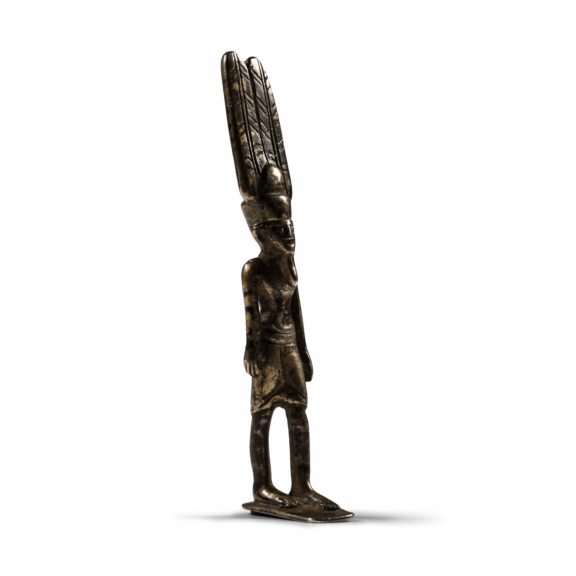Egyptian Striding Silver Amun-Re Figure