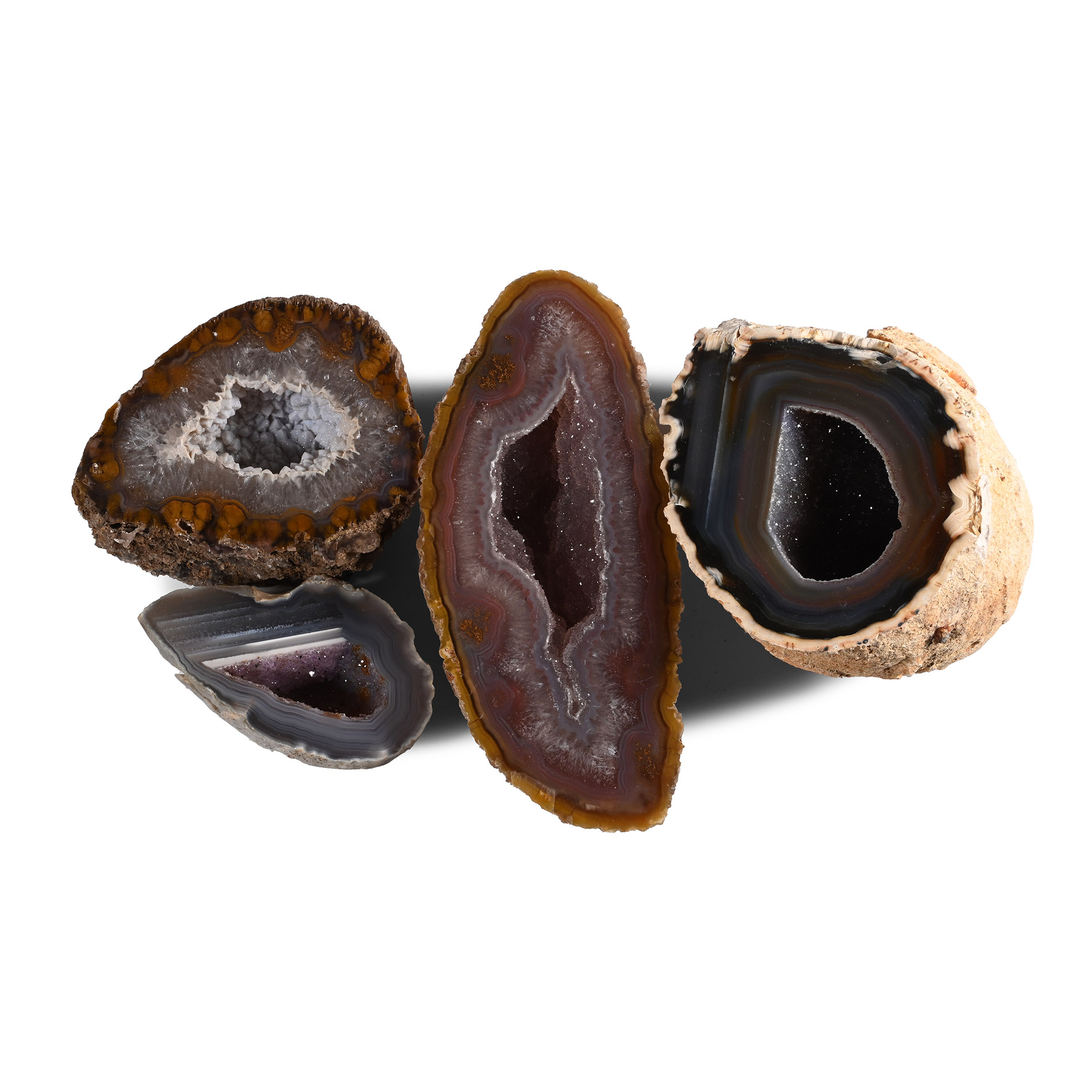 Large Cut and Polished Agate Crystal Geode Half Group [4]