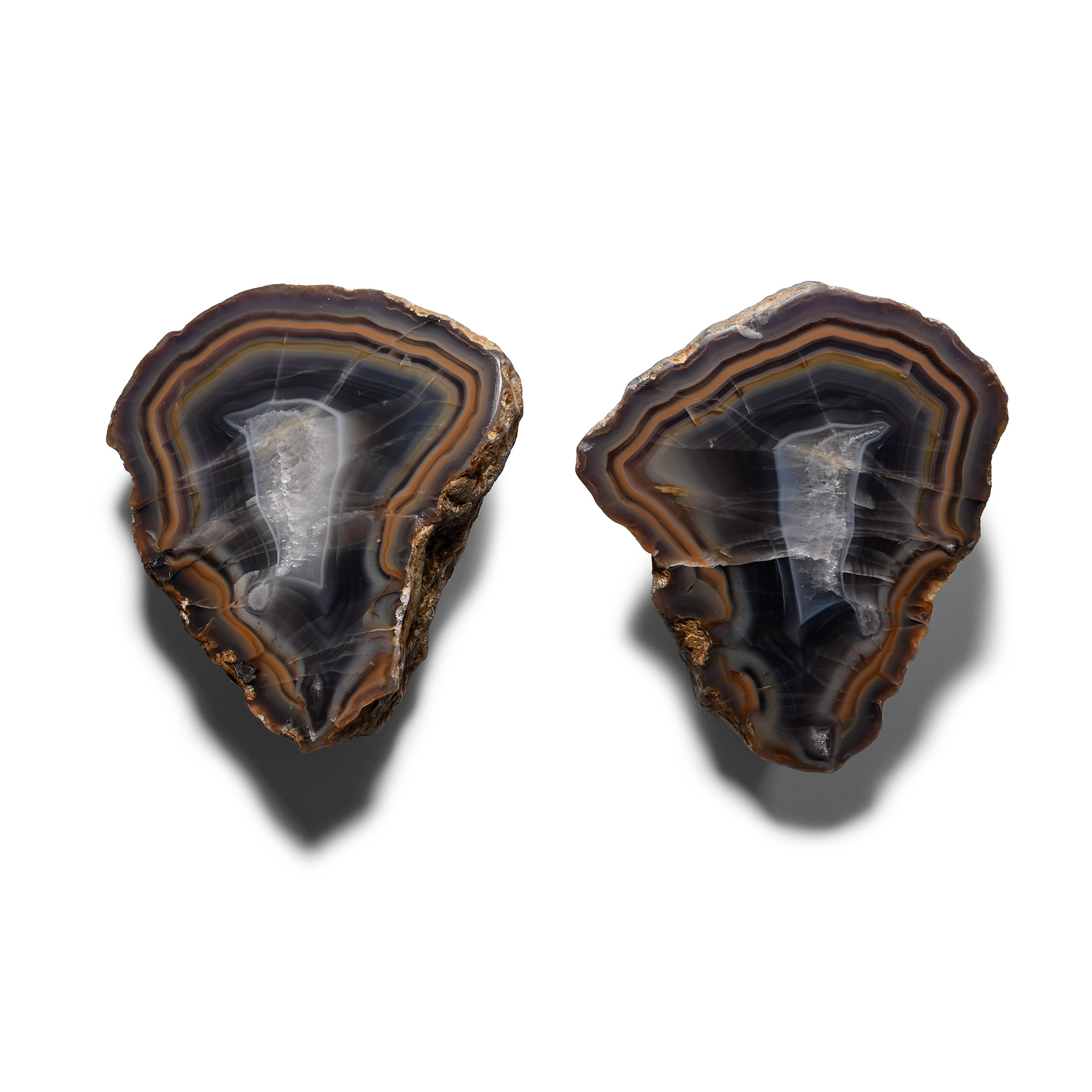 Large Cut and Polished Malawi Agate Geode Pair [2]