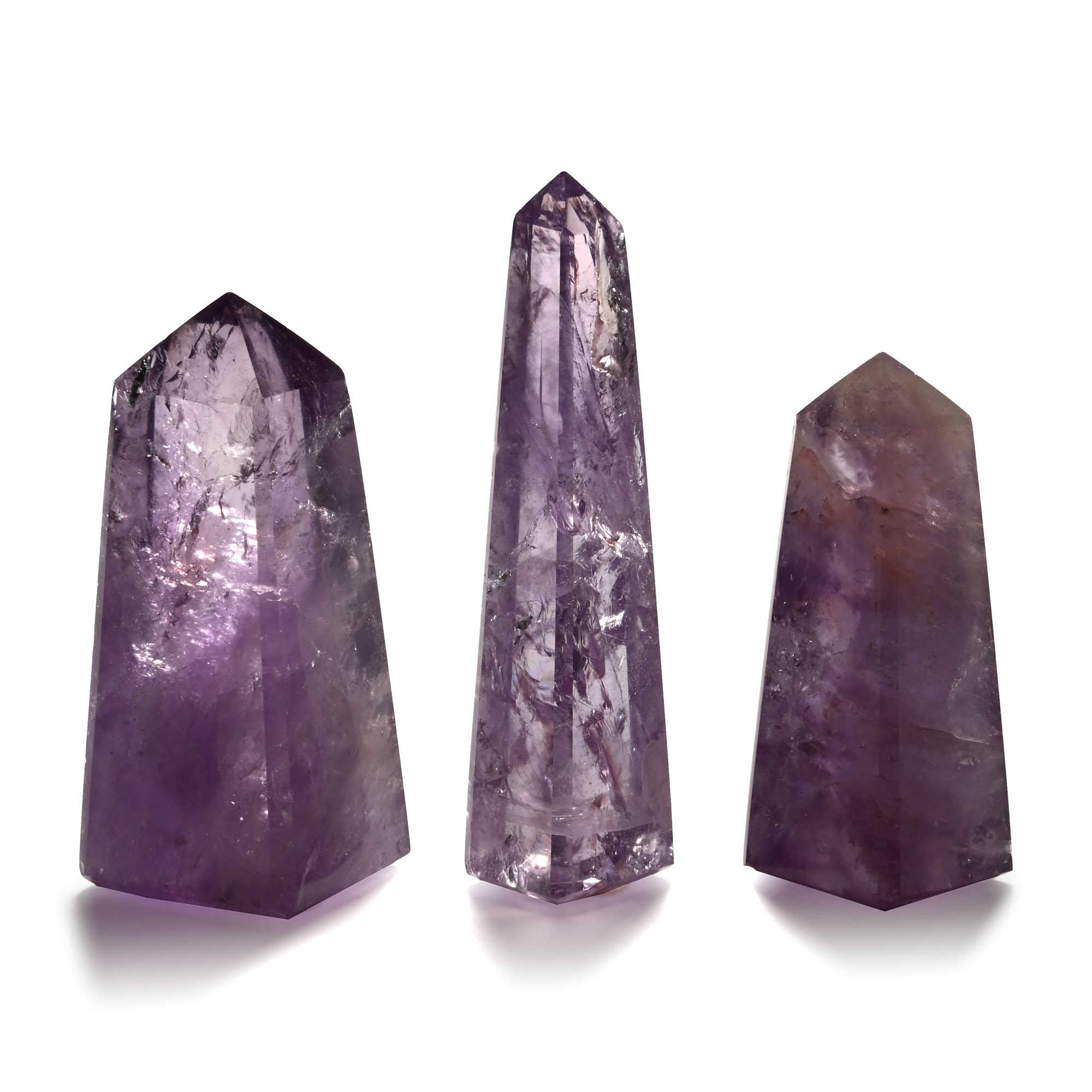 Cut and Polished Deep Purple Amethyst Obelisk Group [3]