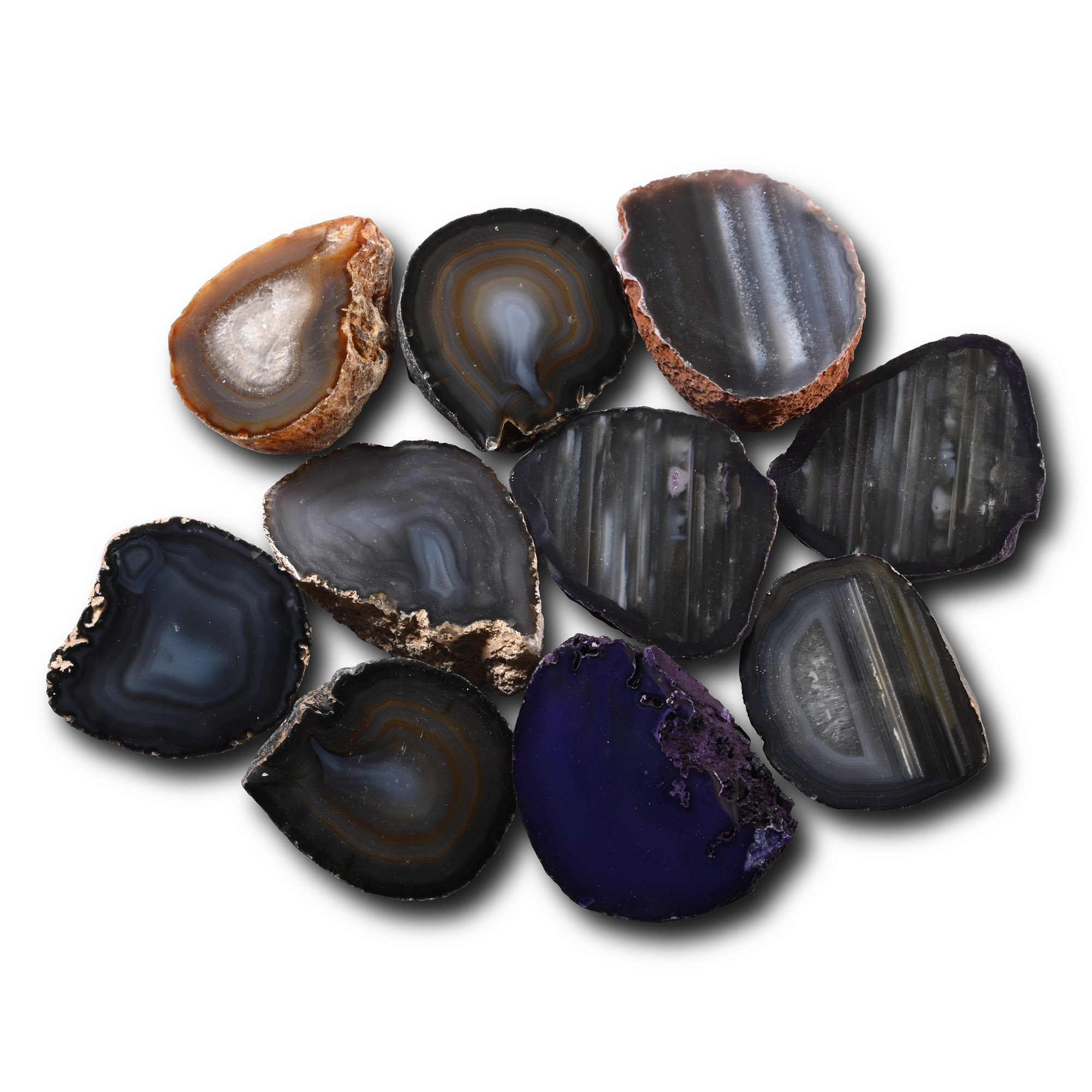 Cut and Polished Agate Geode Cut Half Collection [10]