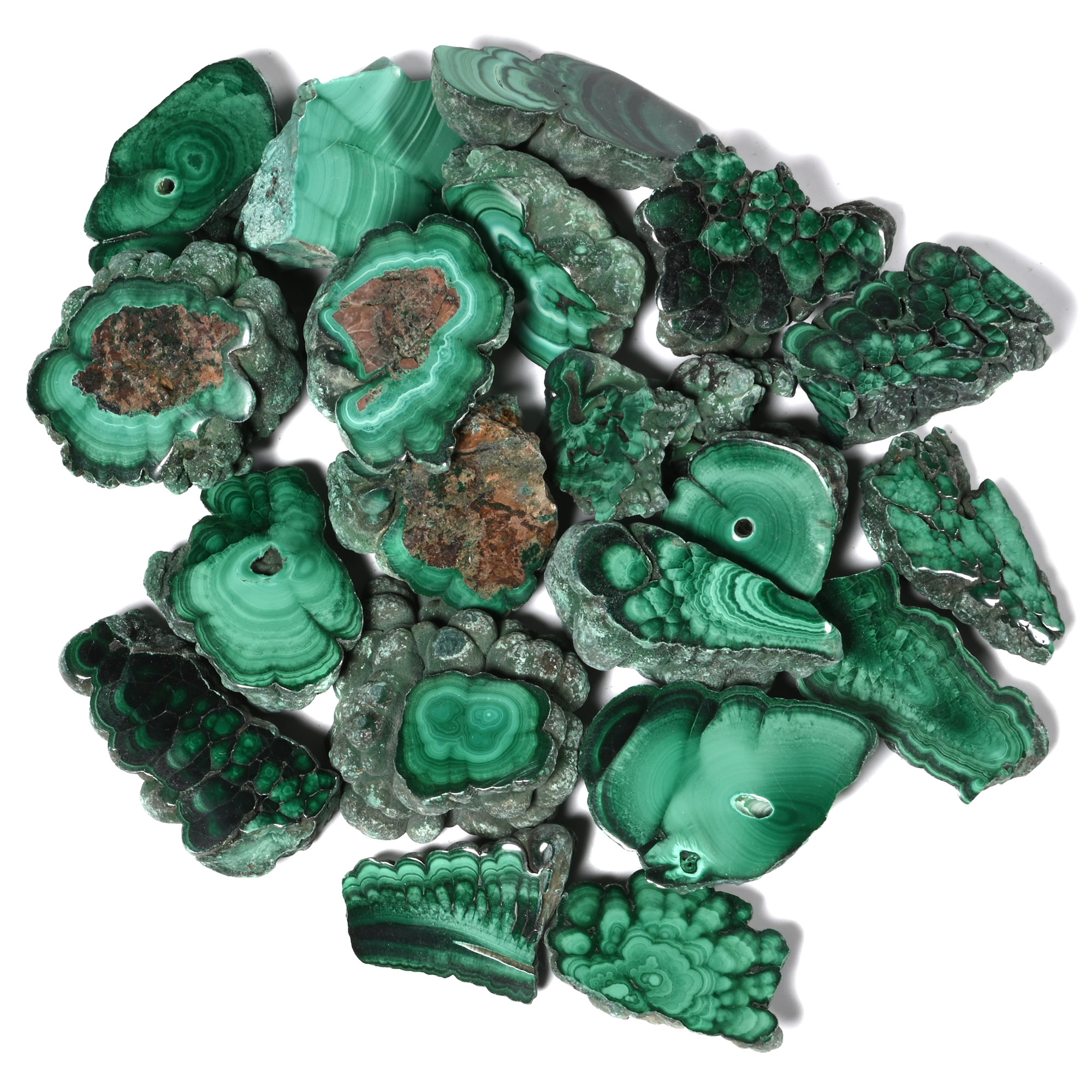 Malachite Cut and Polished 'Eye' Mineral Specimen Group [20]