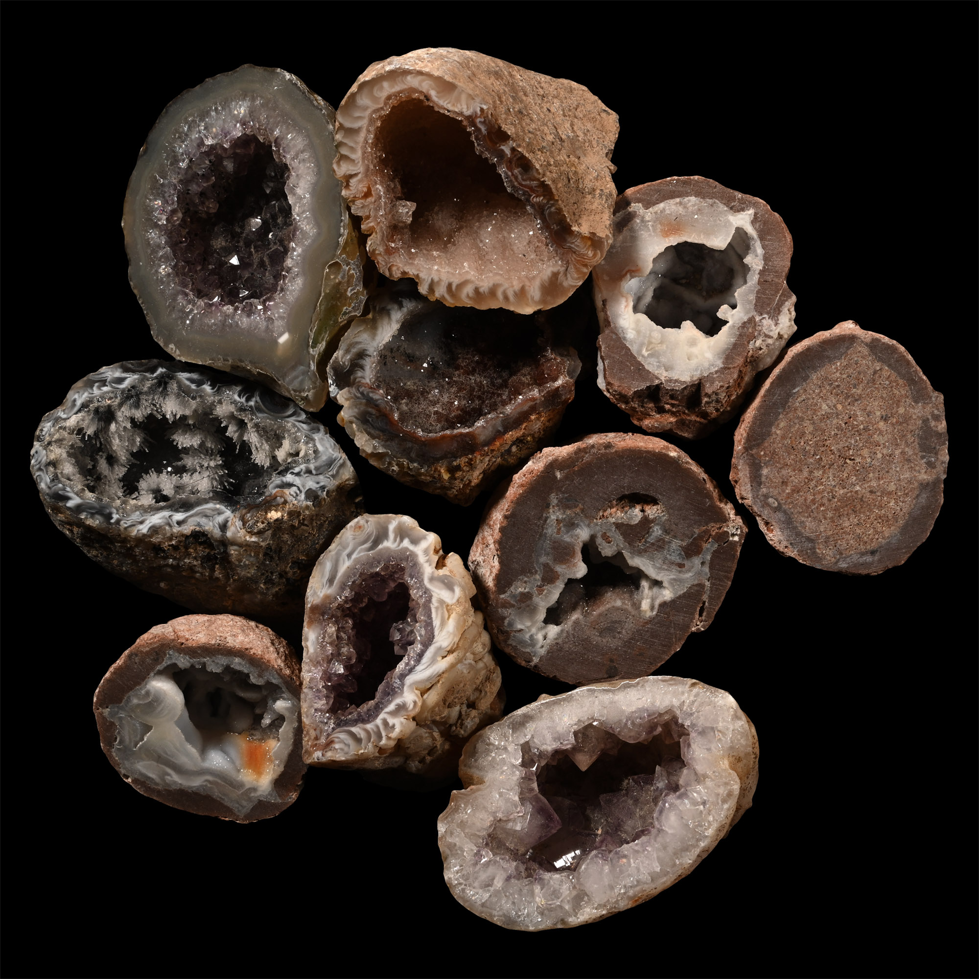 Cut and Polished Agate Crystal Geode Half Collection [10]