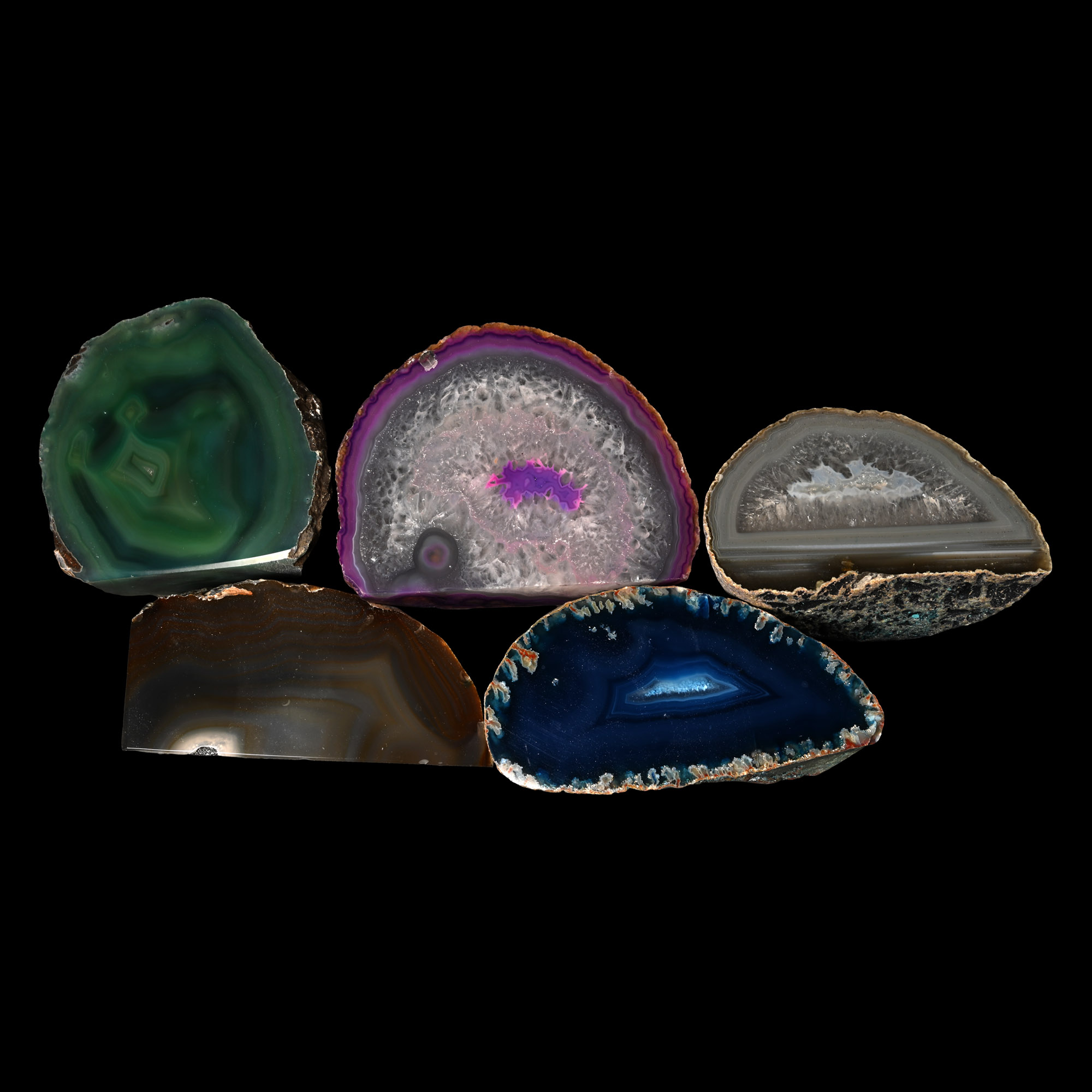 Cut and Polished Agate Geode Section Collection [5]