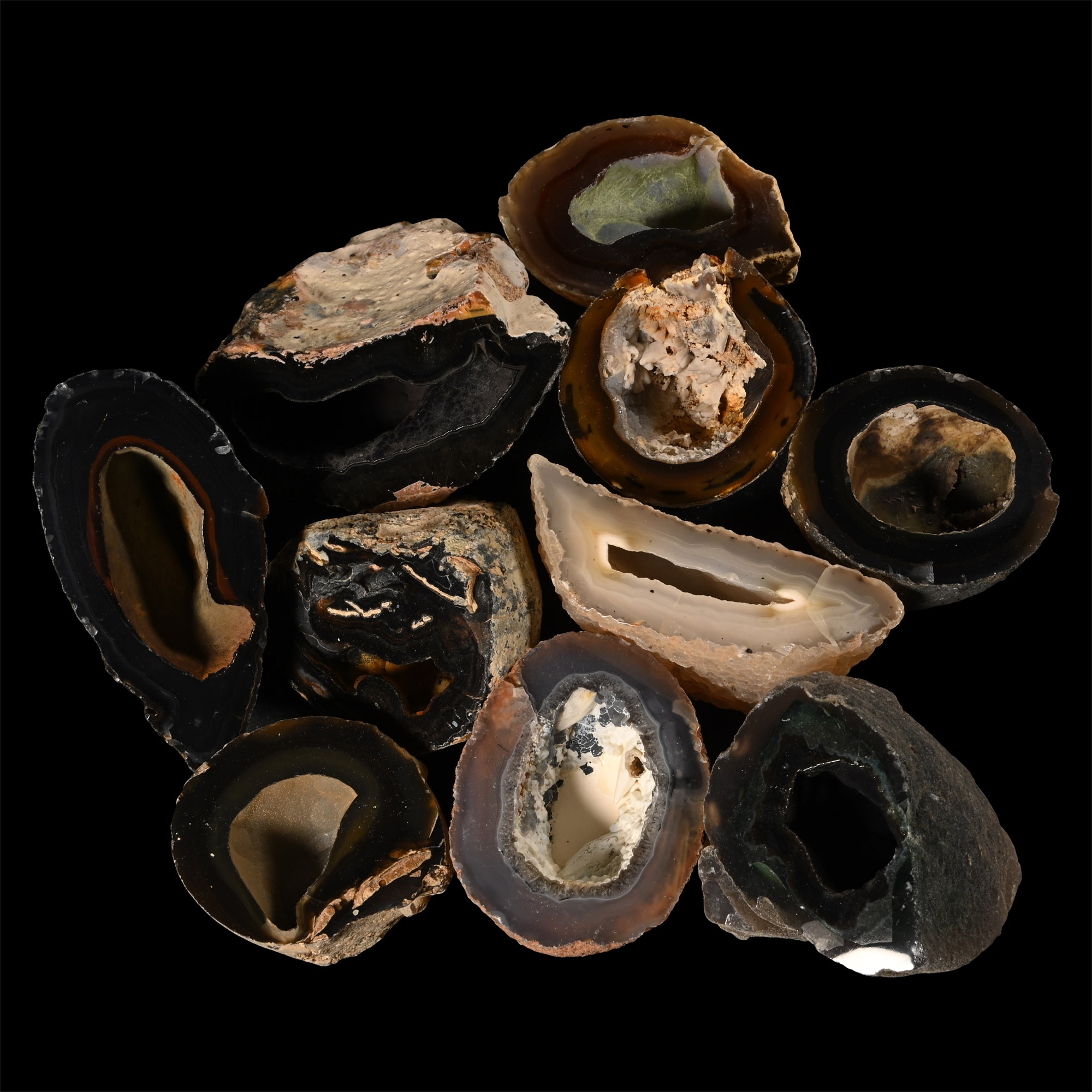 Cut and Polished Agate Crystal Geode Half Collection [10]