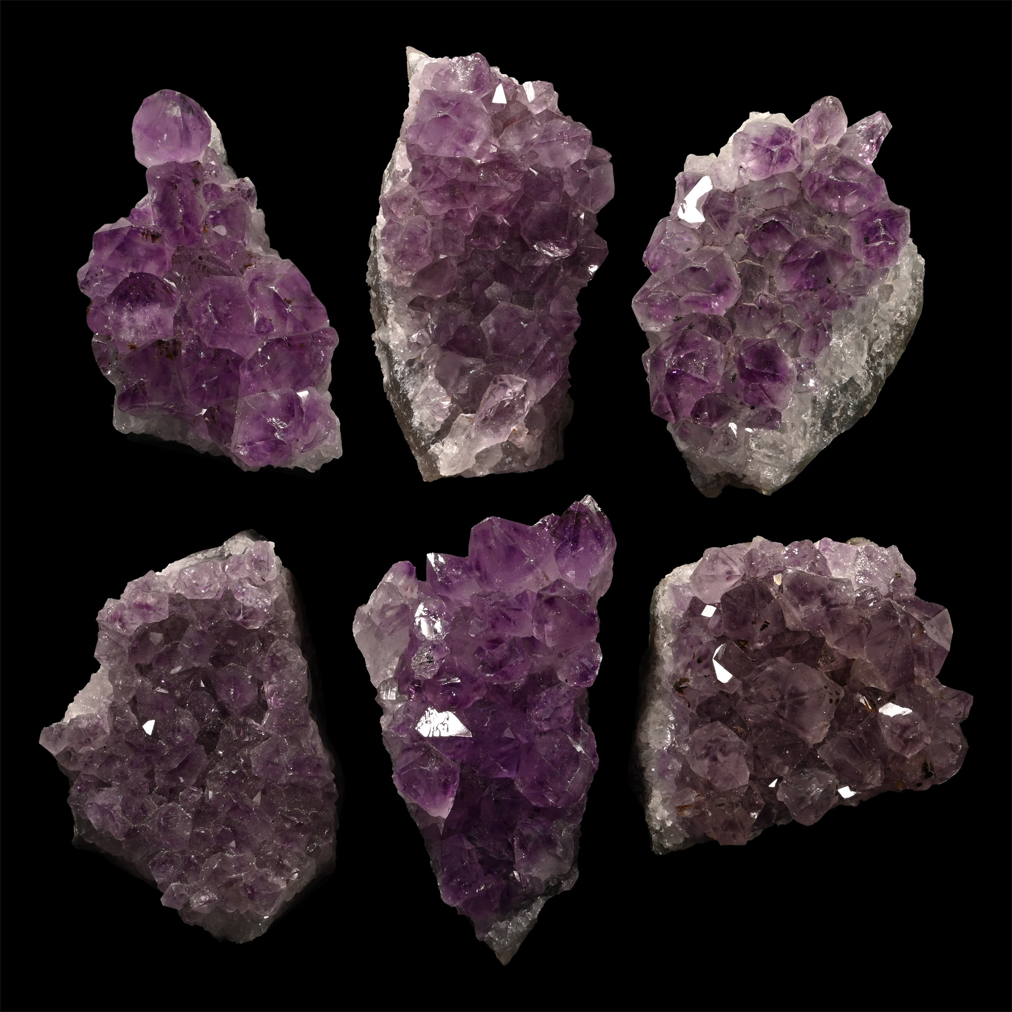 Purple Amethyst Crystal Geode Specimen Group [6]