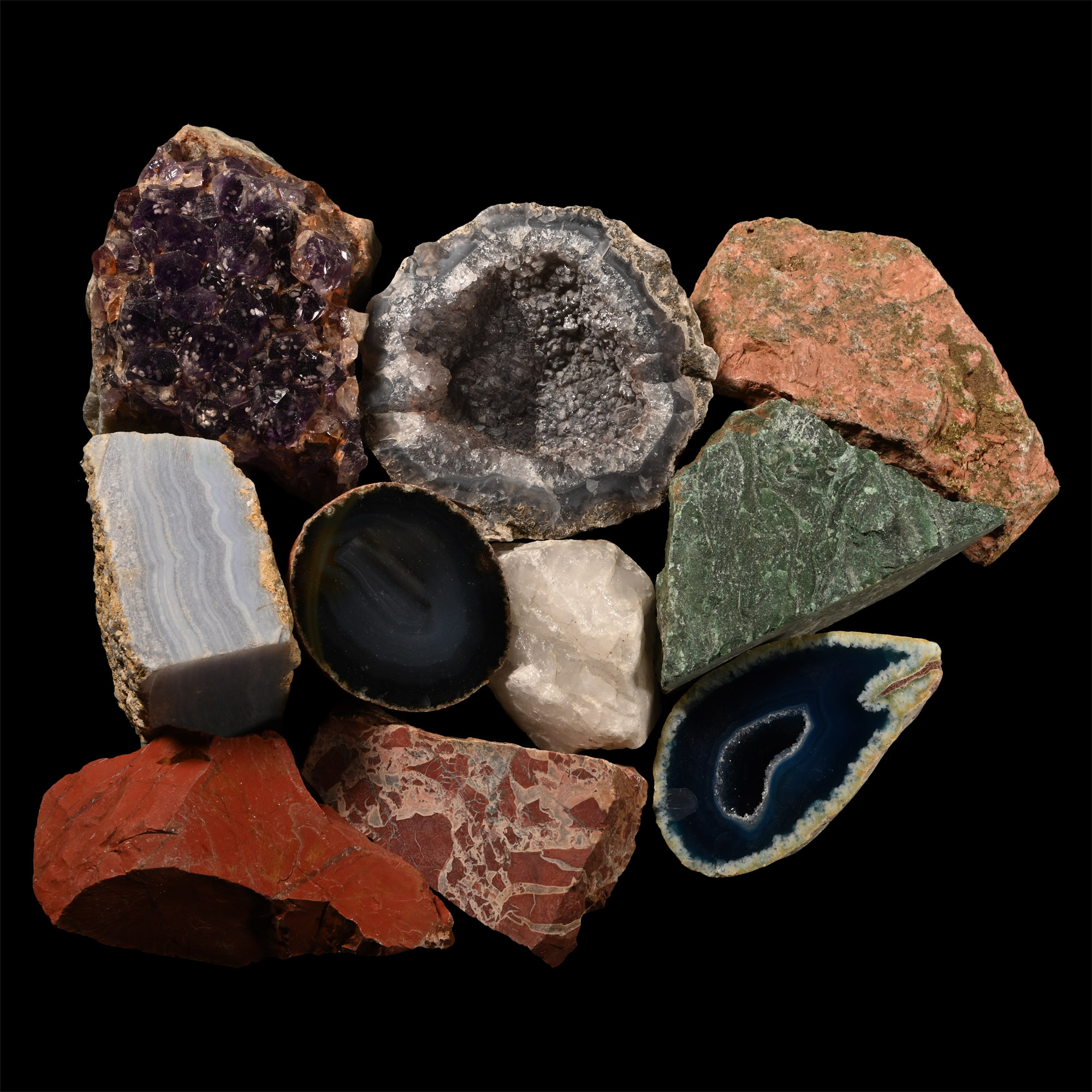 Large Mixed Mineral and Crystal Display Piece Collection [10]