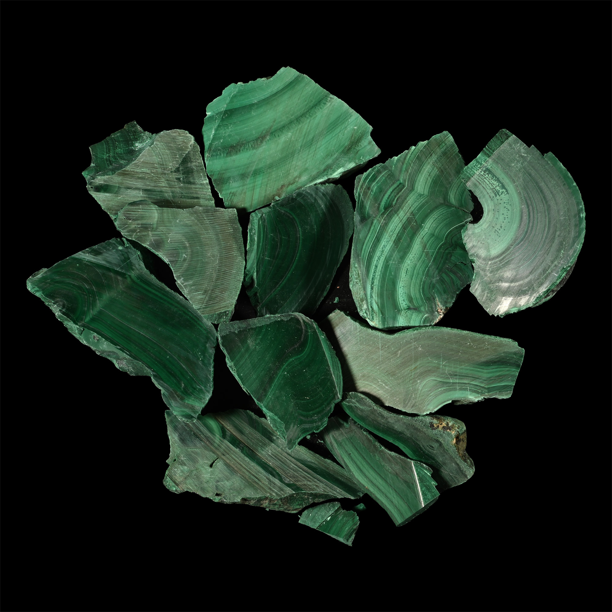 Green Malachite Cut Section Group [10]