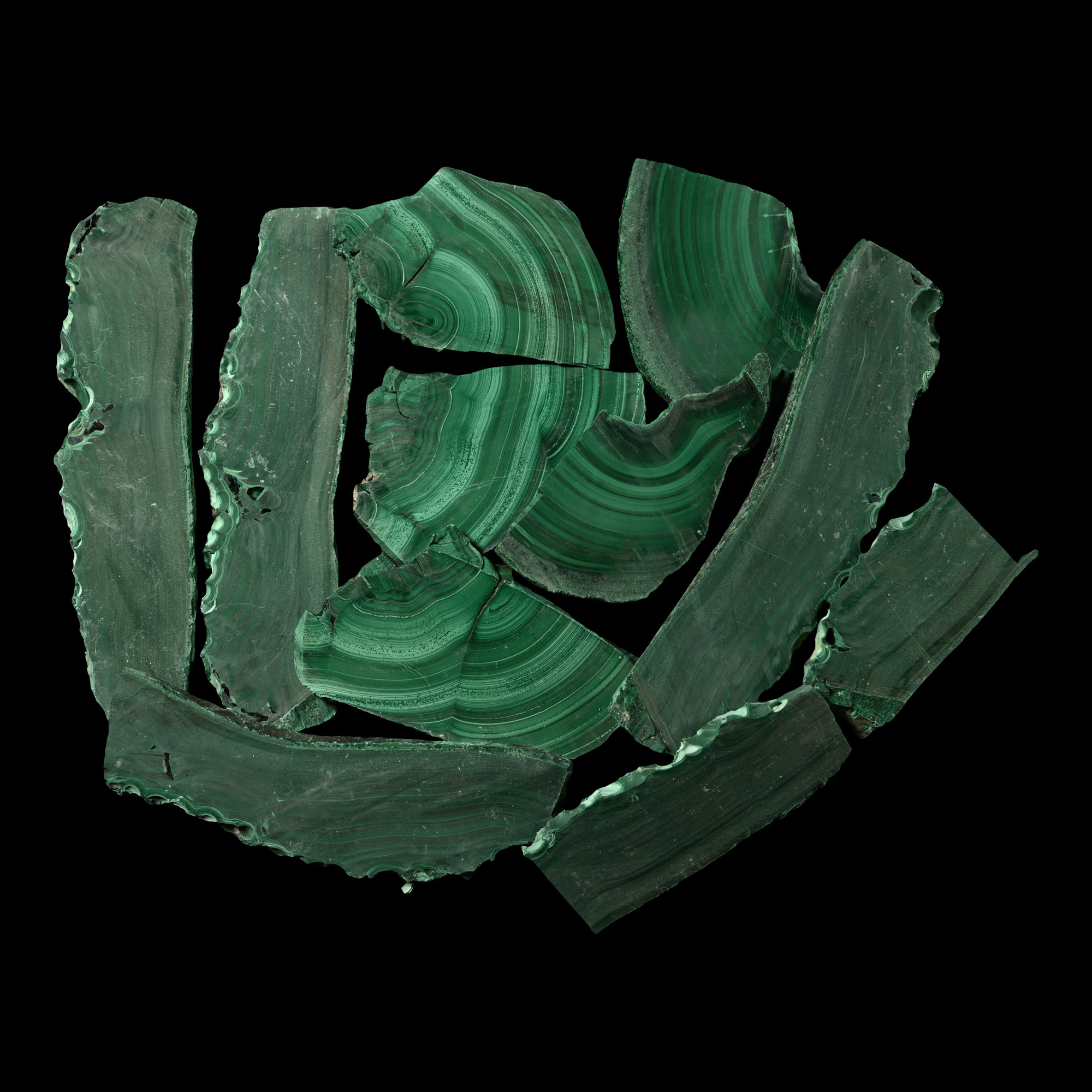 Green Malachite Cut Slice Section Group [10]