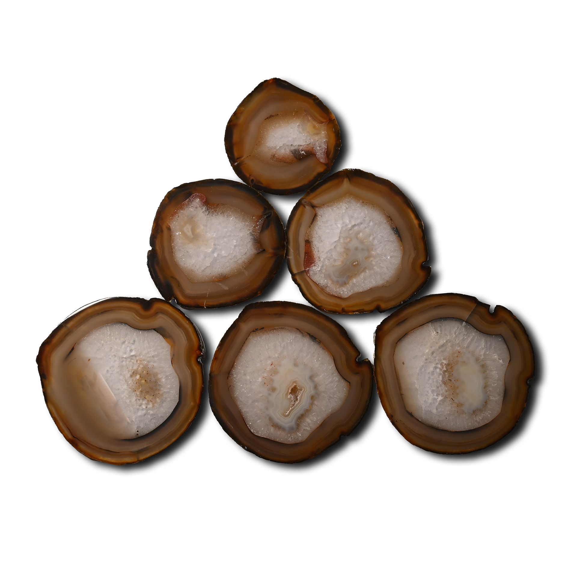 Cut and Polished Felt-Backed Agate Geode Coaster Set [6]