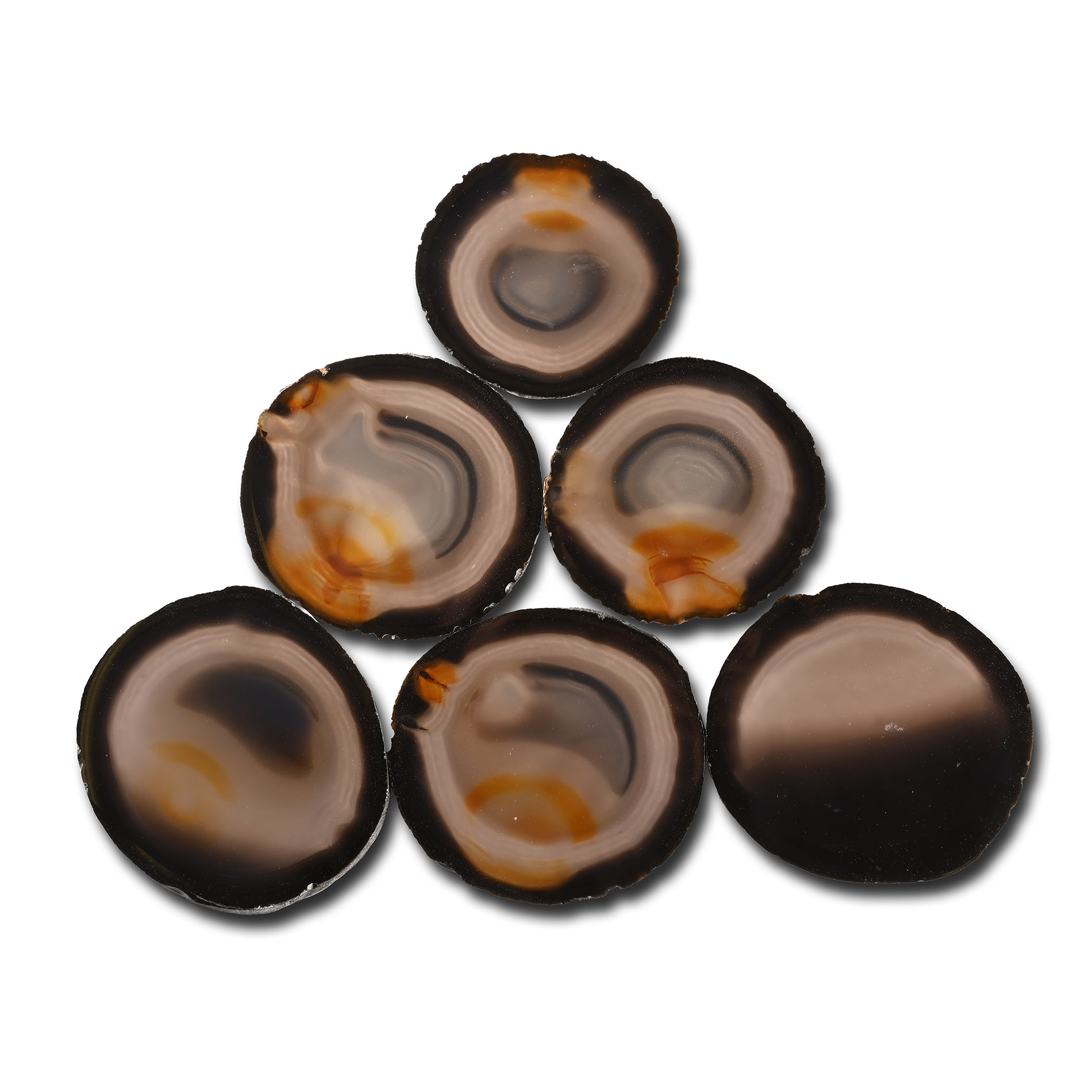 Cut and Polished Felt Backed Agate Geode Coaster Set [6]