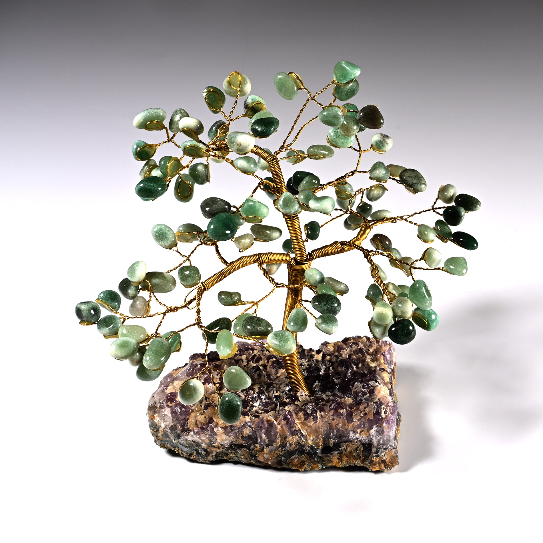 Aventurine Crystal Tree on Amethyst Crystal Geode Section