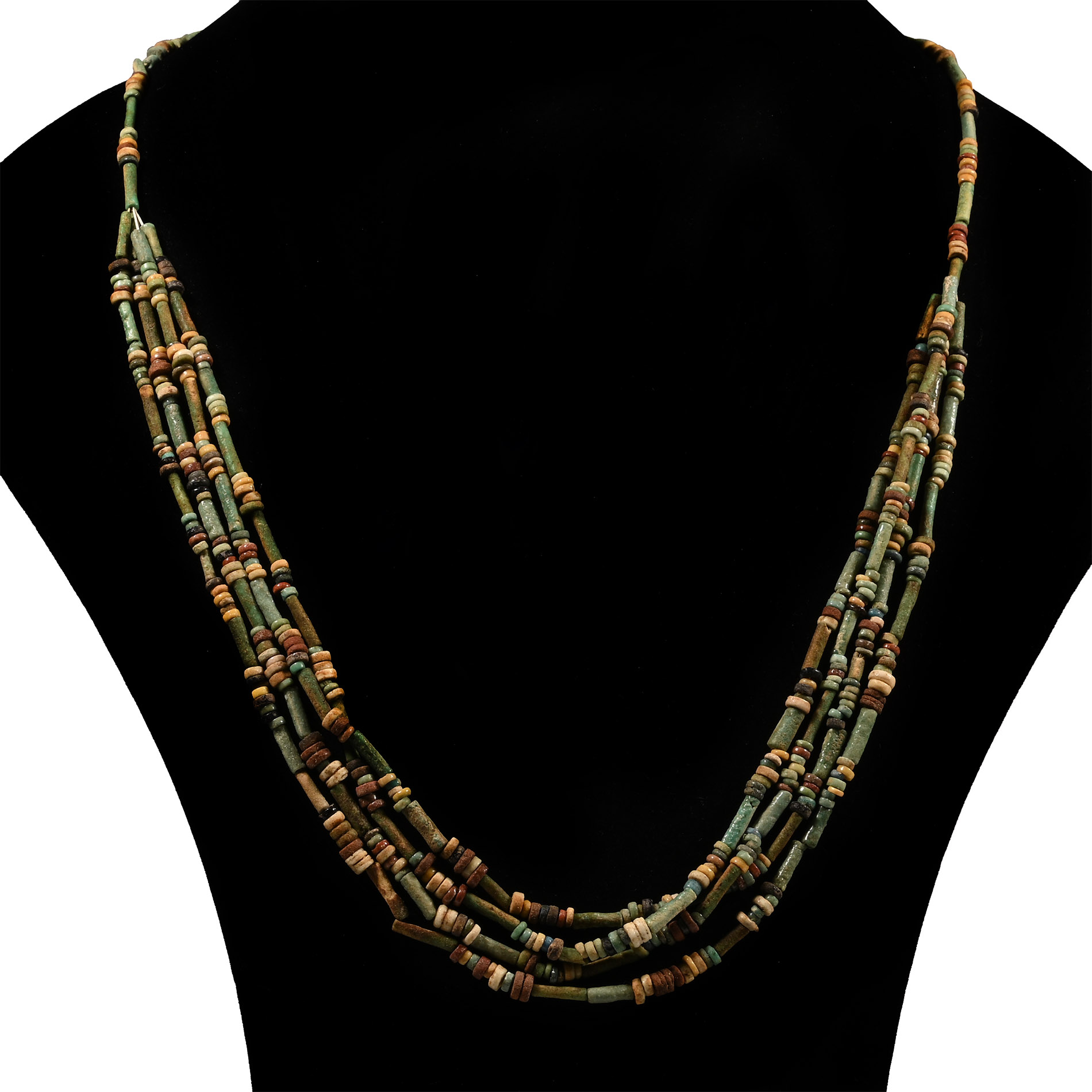 Egyptian Multi-Stranded Mummy Bead Necklace
