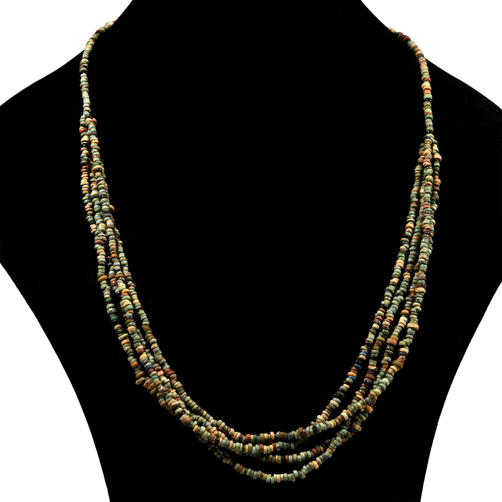 Egyptian Multi-Stranded Mummy Bead Necklace