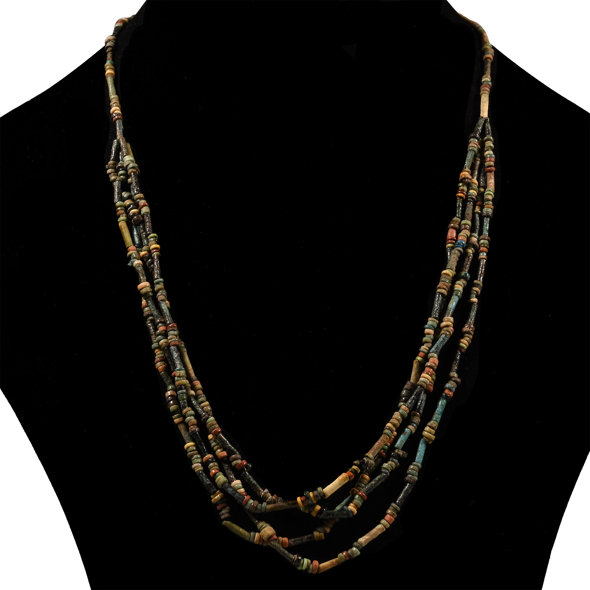 Egyptian Multi-Stranded Mummy Bead Necklace