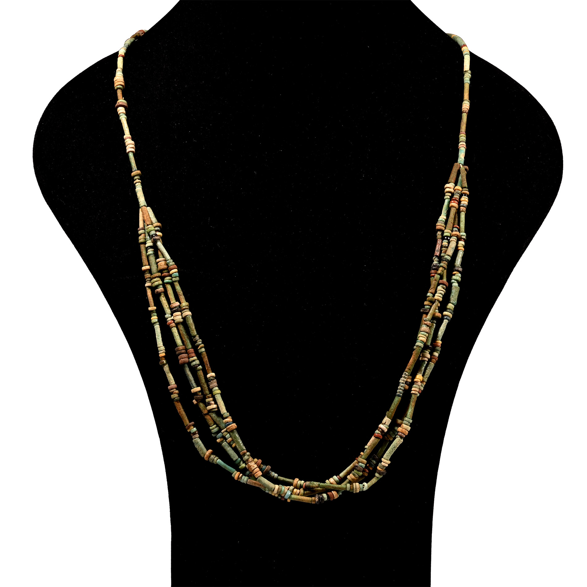 Egyptian Multi-Stranded Mummy Bead Necklace