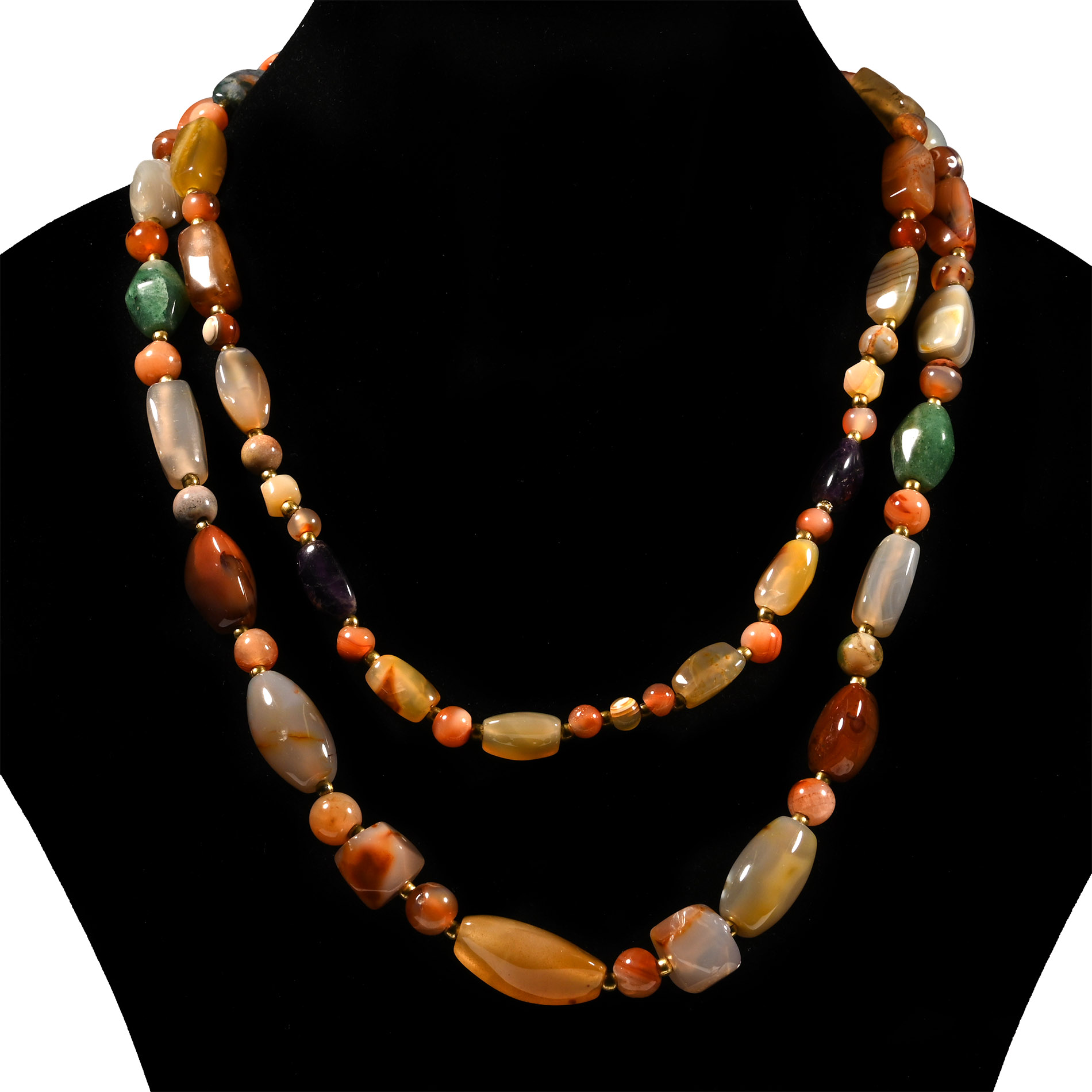 Mixed Polished Agate Bead Necklace