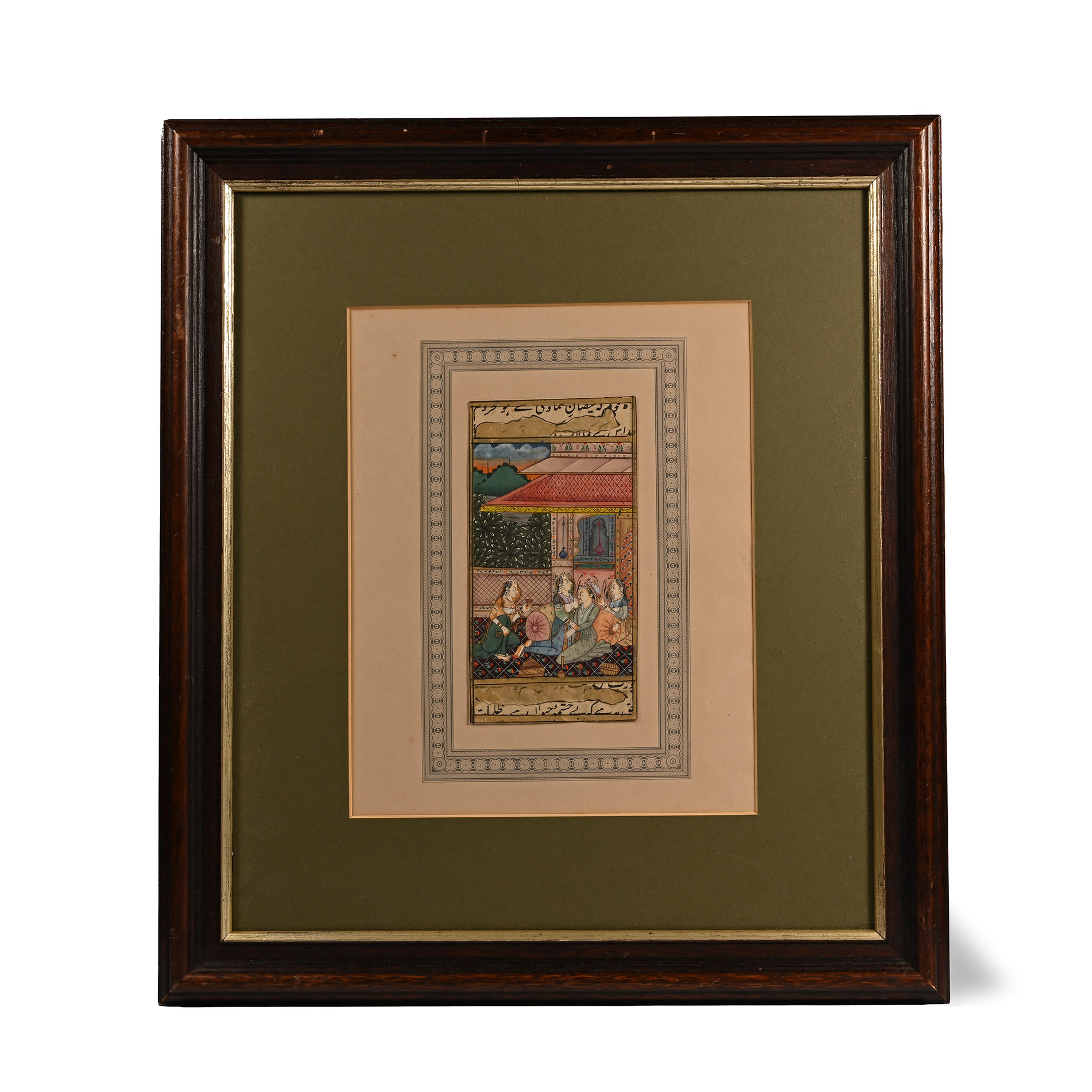 Framed Illuminated Water Colour Painting with Harem Scene