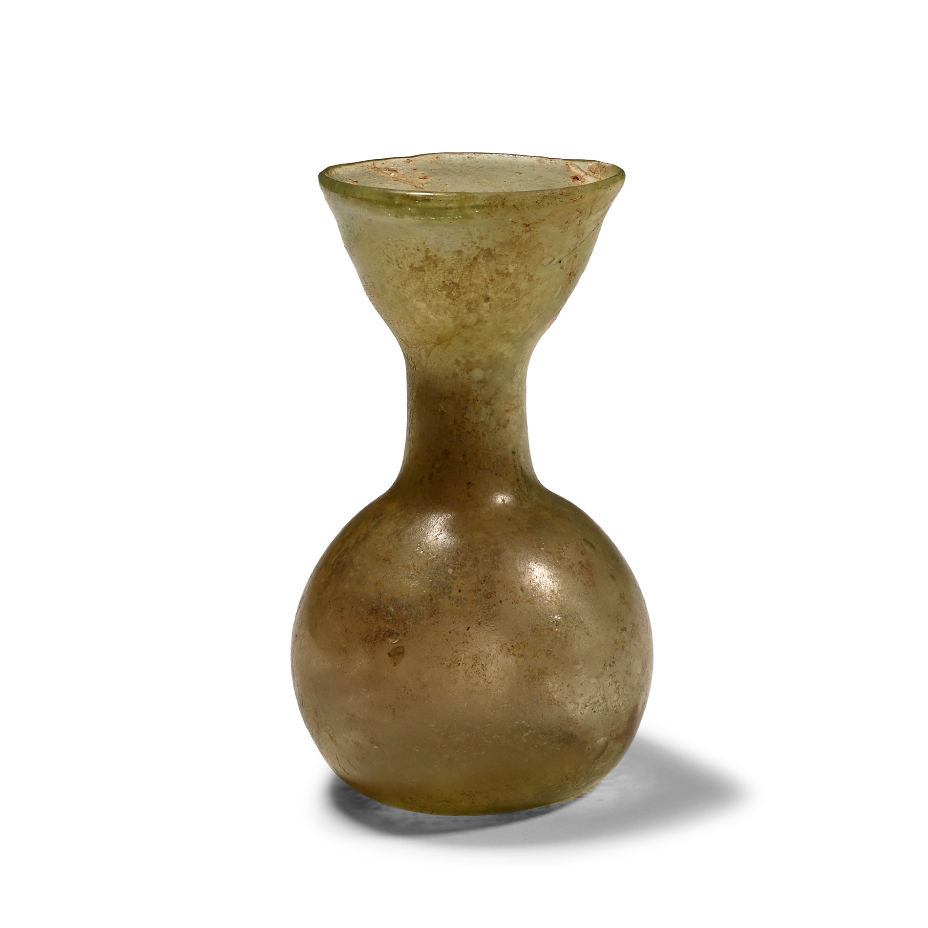 Roman Pale Green Glass Vase with Flared Neck