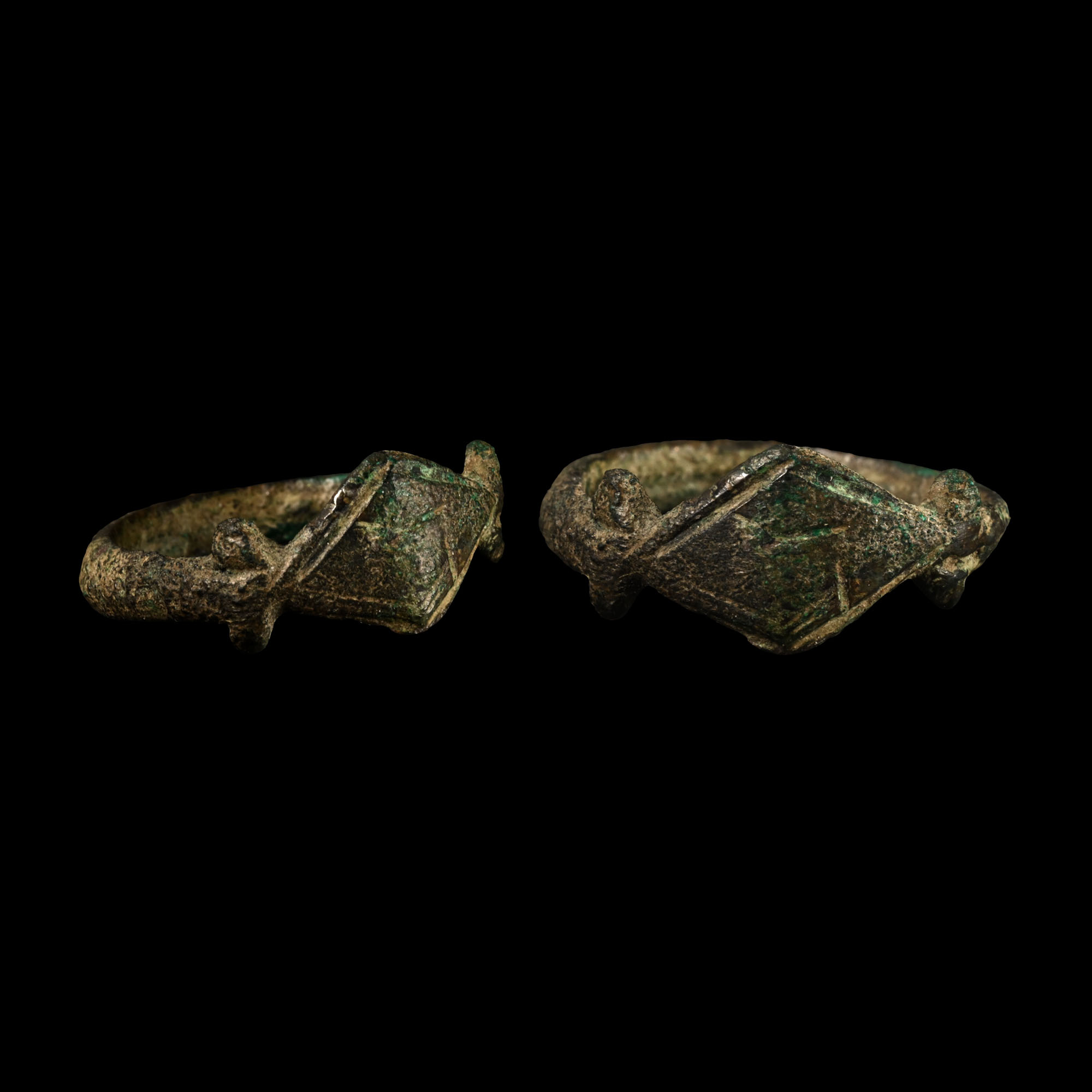 Medieval Bronze Ring with Lozenge-Shaped Bezel