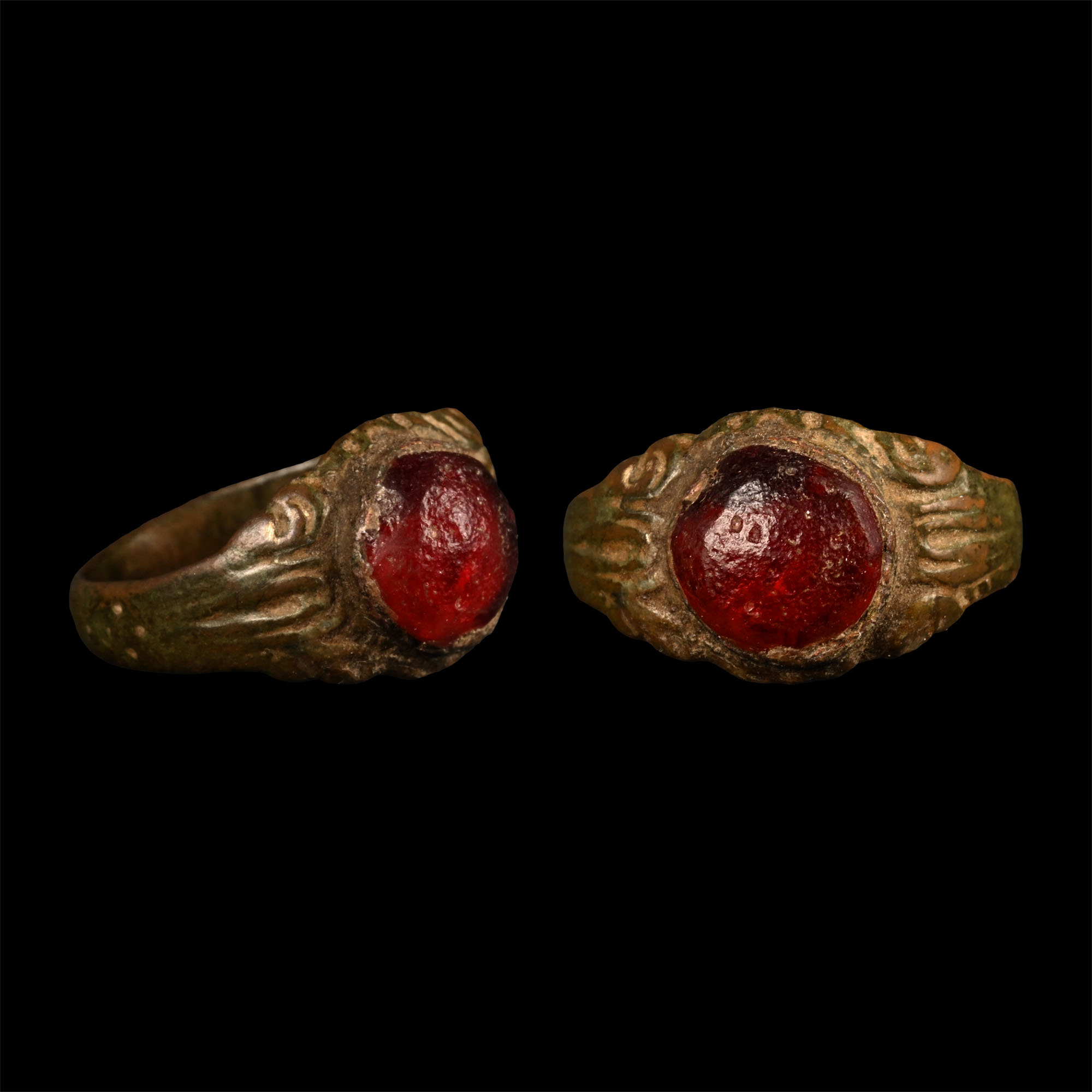 Medieval Bronze Ring with Cabochon