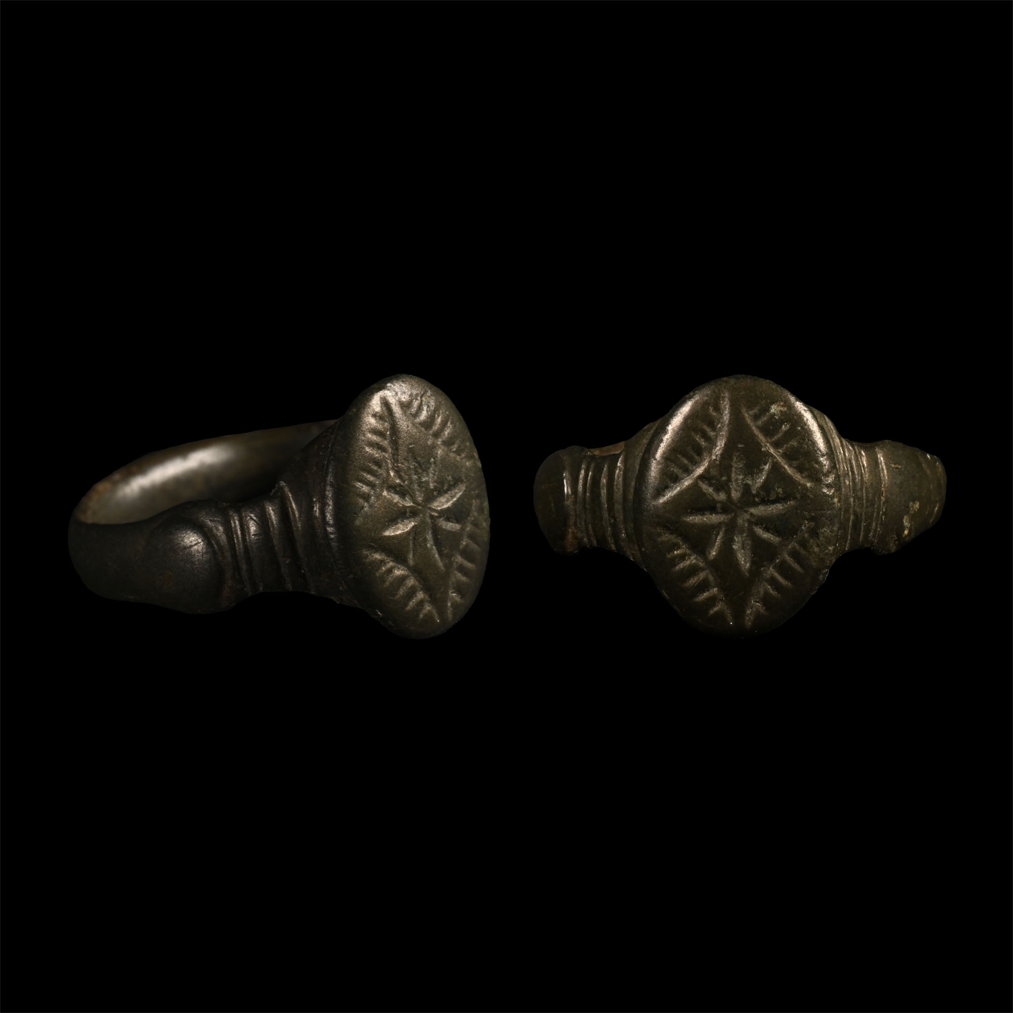 Medieval Bronze Ring with Star Motif