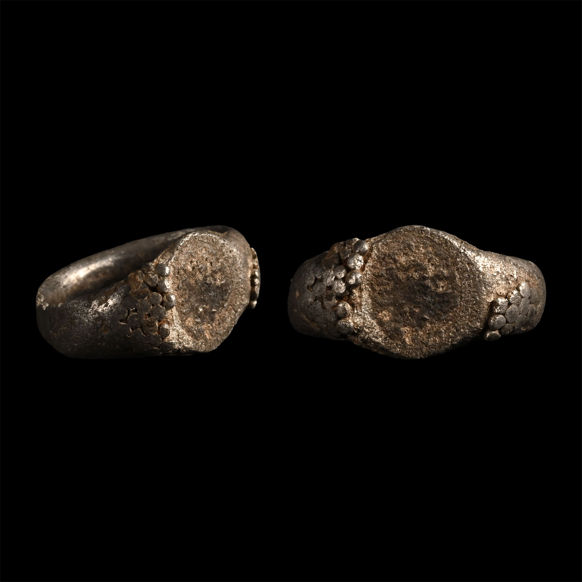 Roman Silver Ring with Plain Bezel
