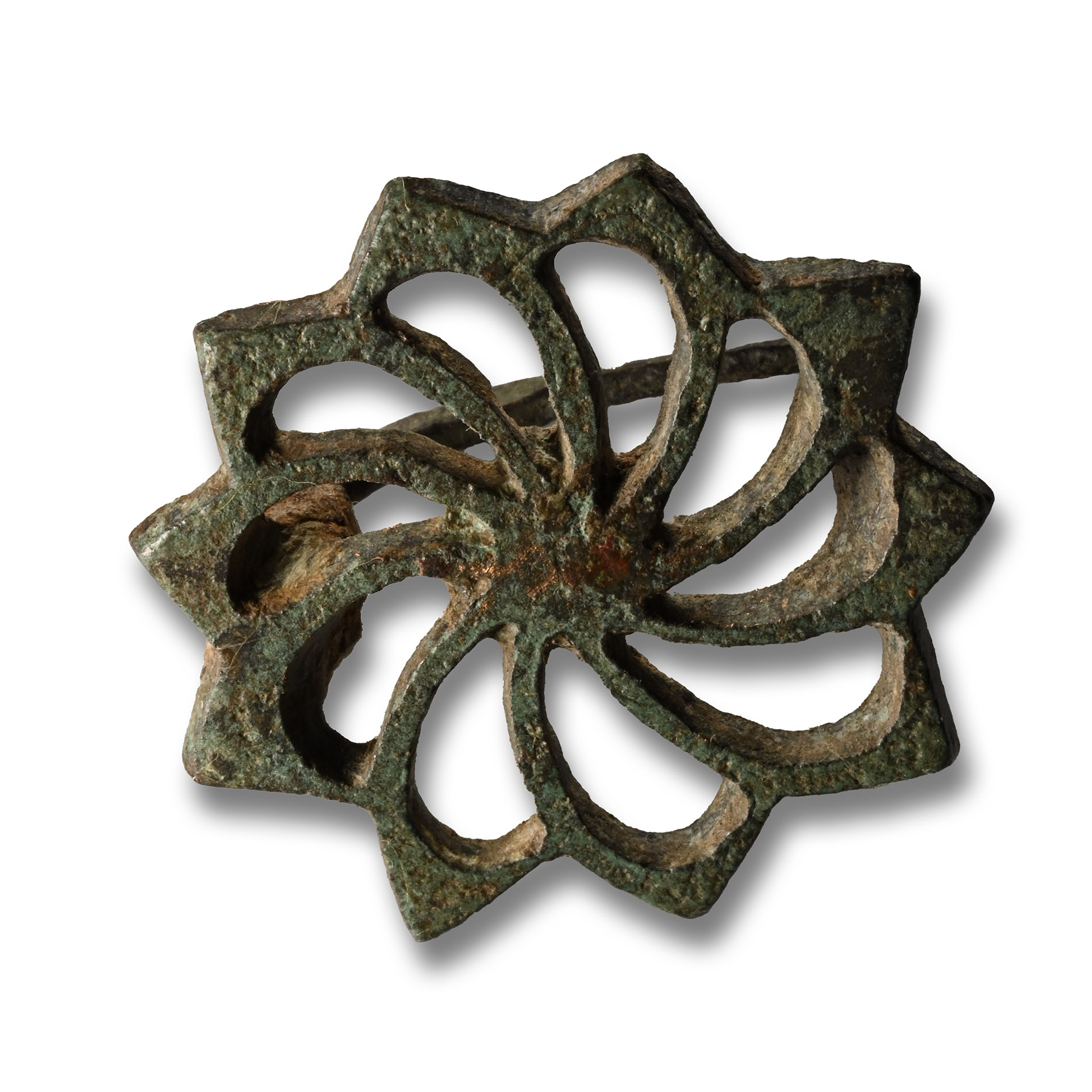 Roman Bronze Sun Wheel Plate Brooch
