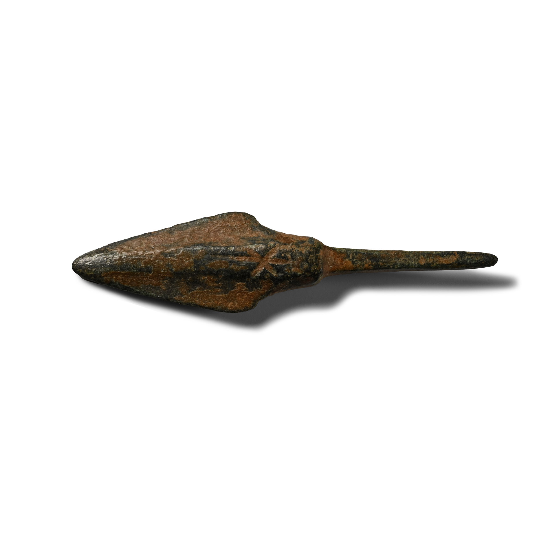 Roman Period Bronze Arrowhead with 'X' Maker's Mark