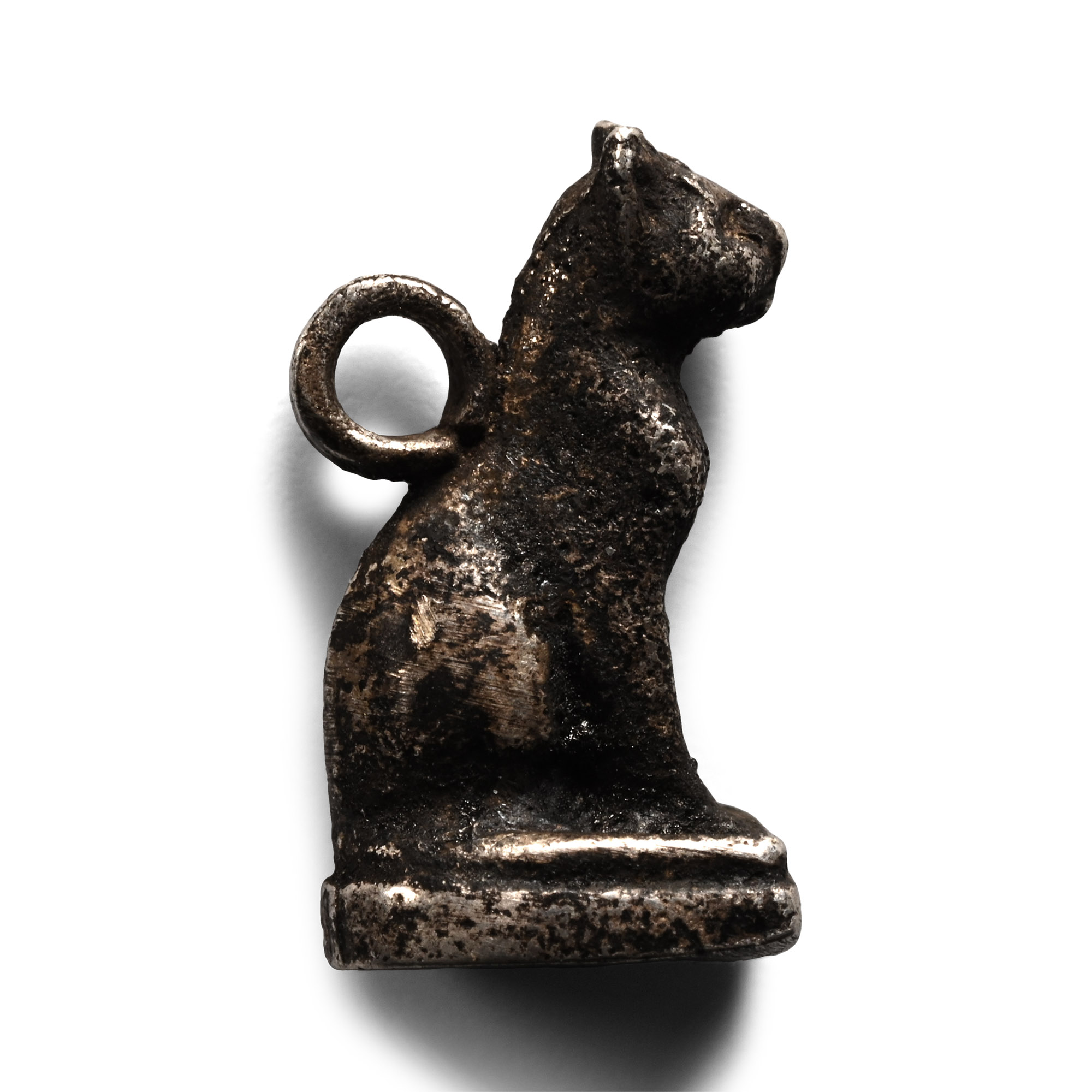 Egyptian Silver Goddess Bastet Cat Amulet