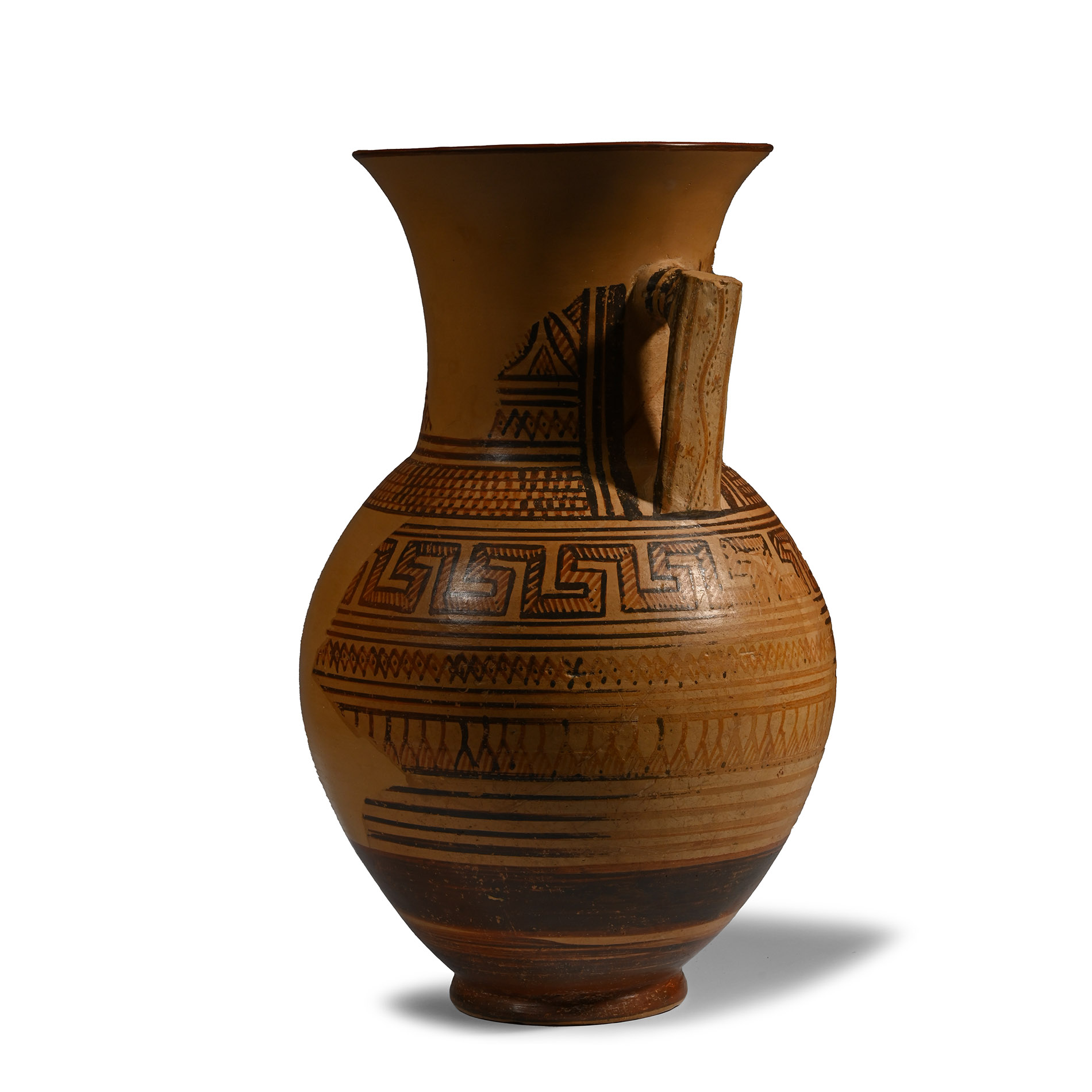 Large Greek Geometric Terracotta Oinochoe with Swastikas