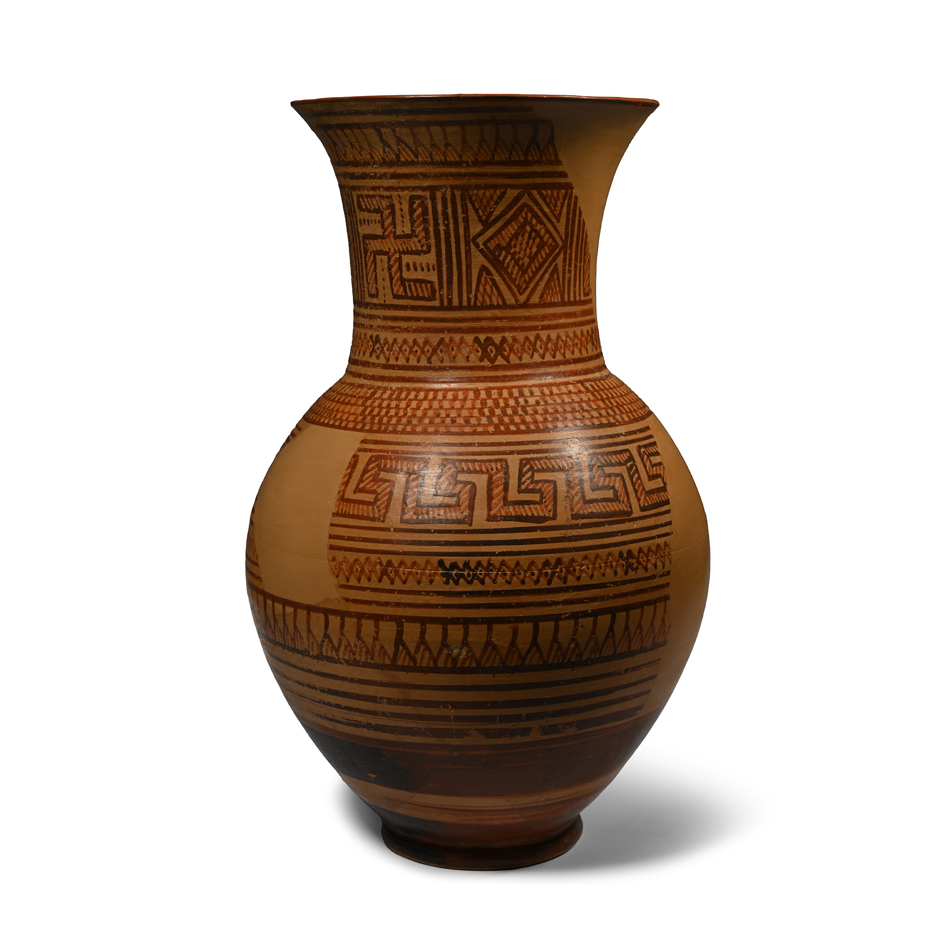 Large Greek Geometric Terracotta Oinochoe with Swastikas