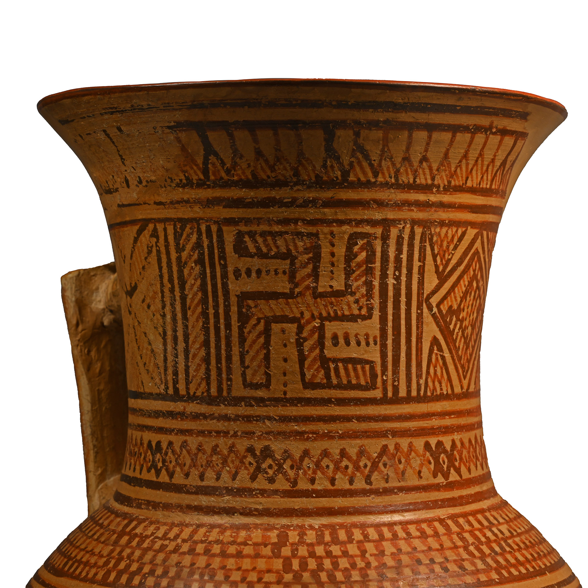 Large Greek Geometric Terracotta Oinochoe with Swastikas