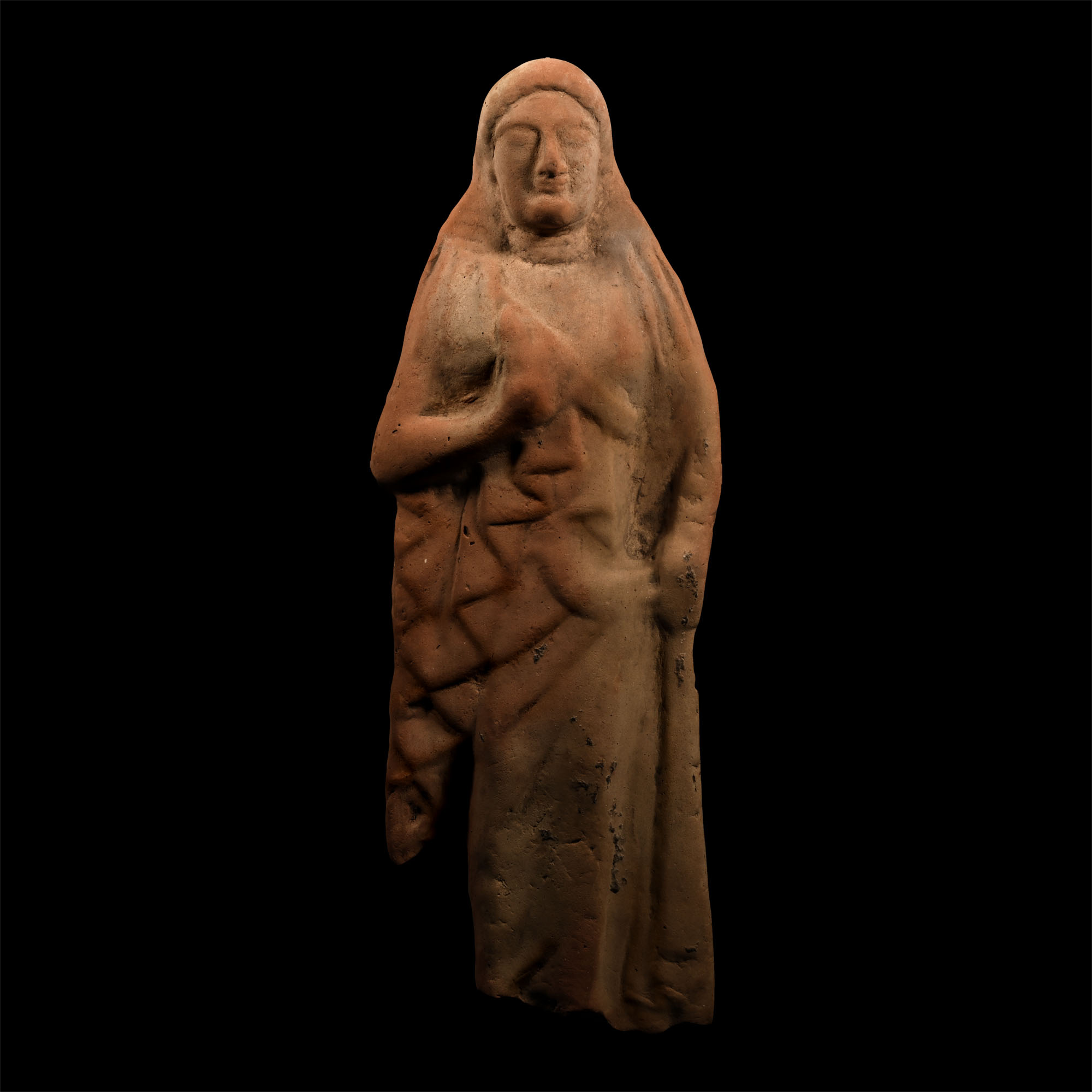 Archaic Greek Terracotta Statue of a Kore
