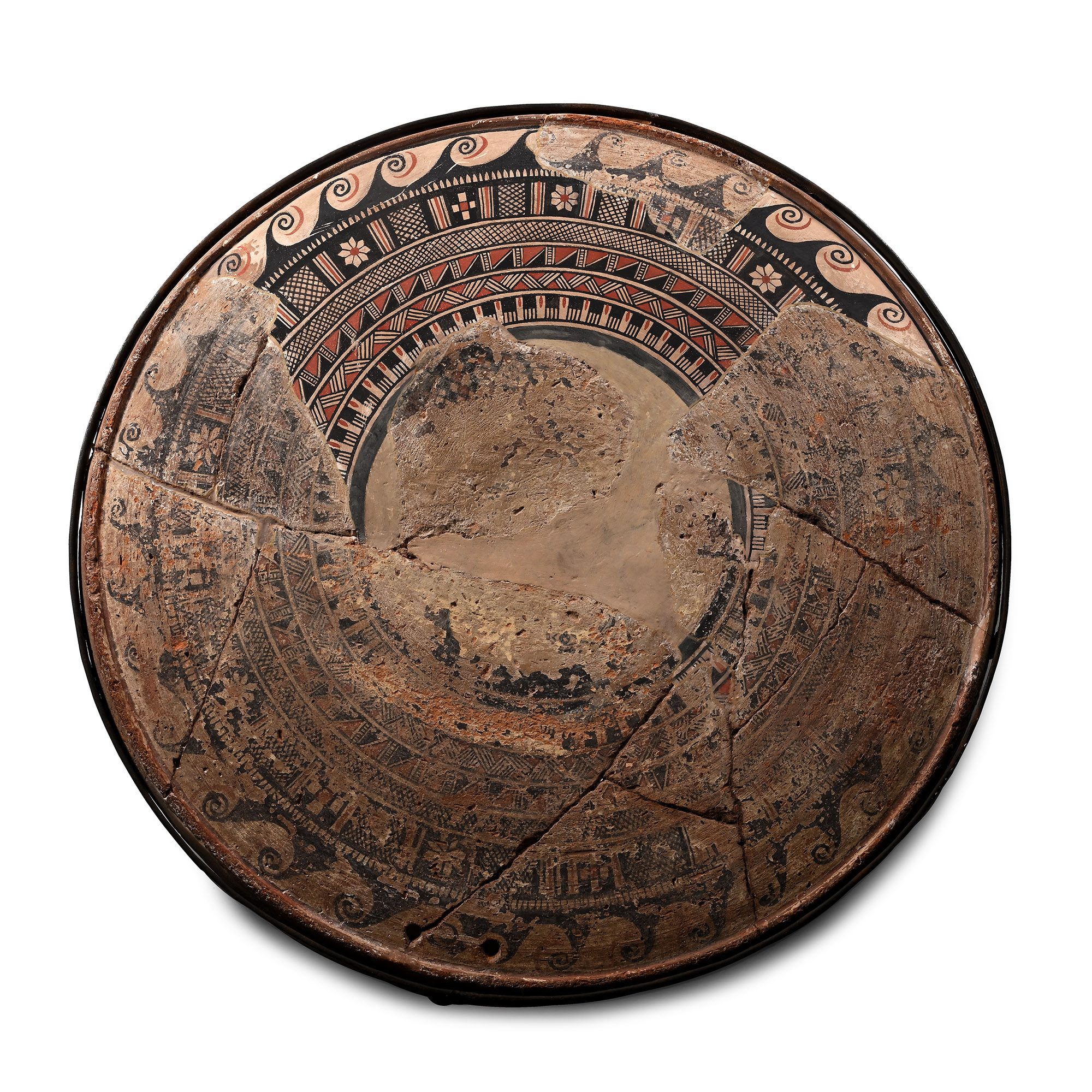 Very Large Cypriot Terracotta Bichrome Ware Plate