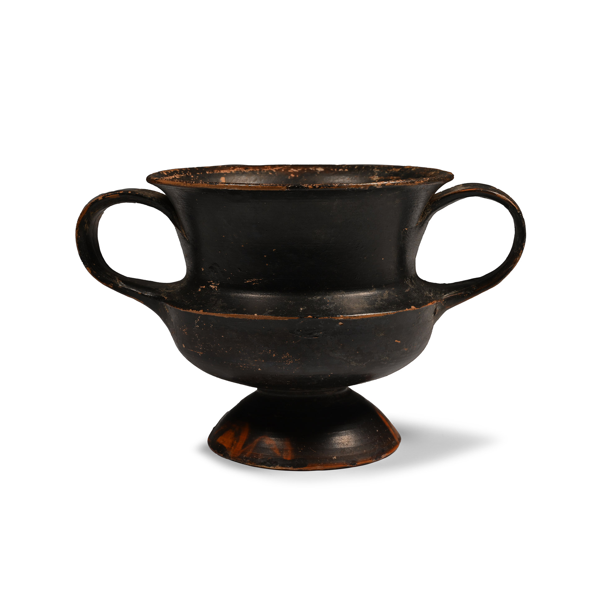 Greek Black-Glazed Terracotta Kantharos
