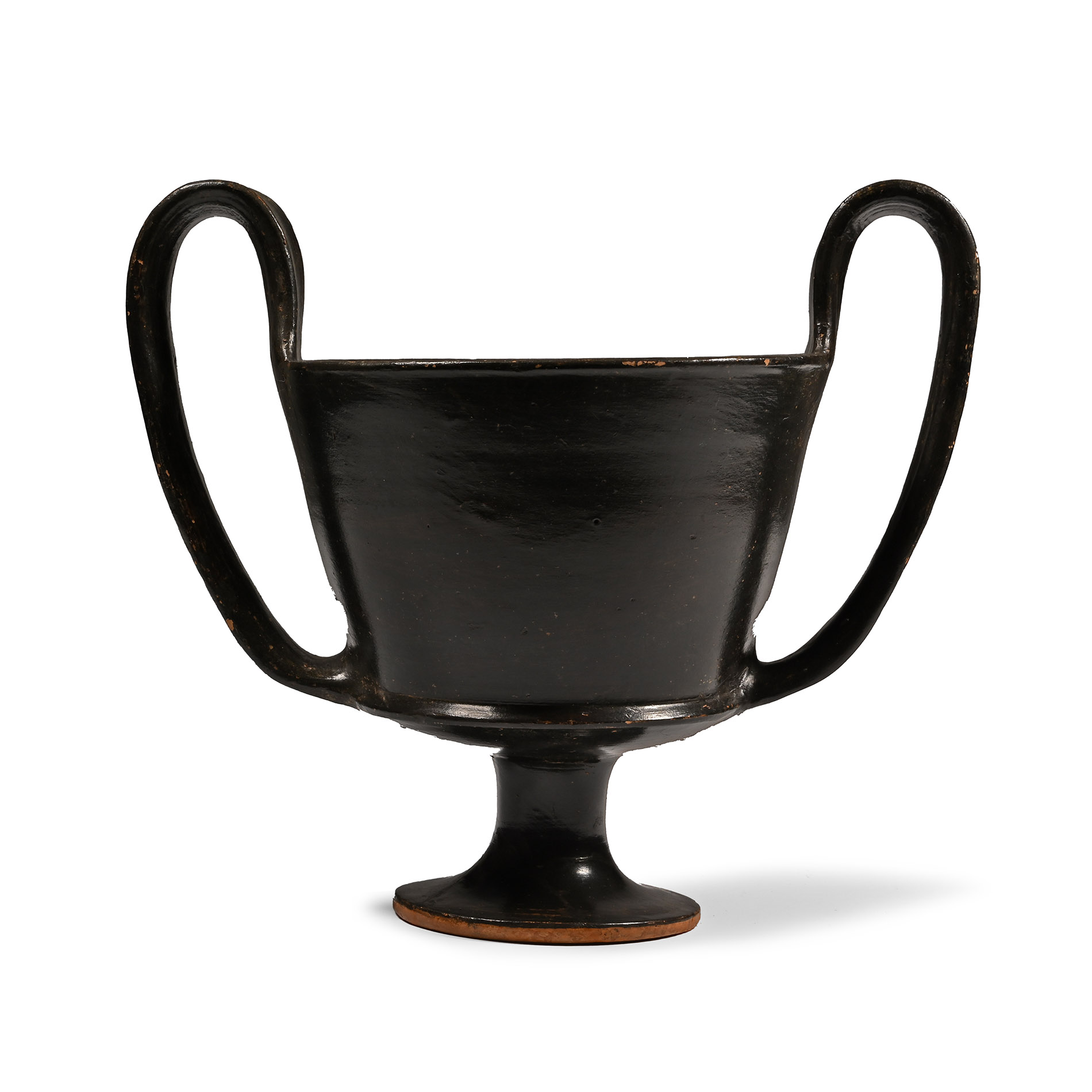 Greek Terracotta Black-Glazed Kantharos